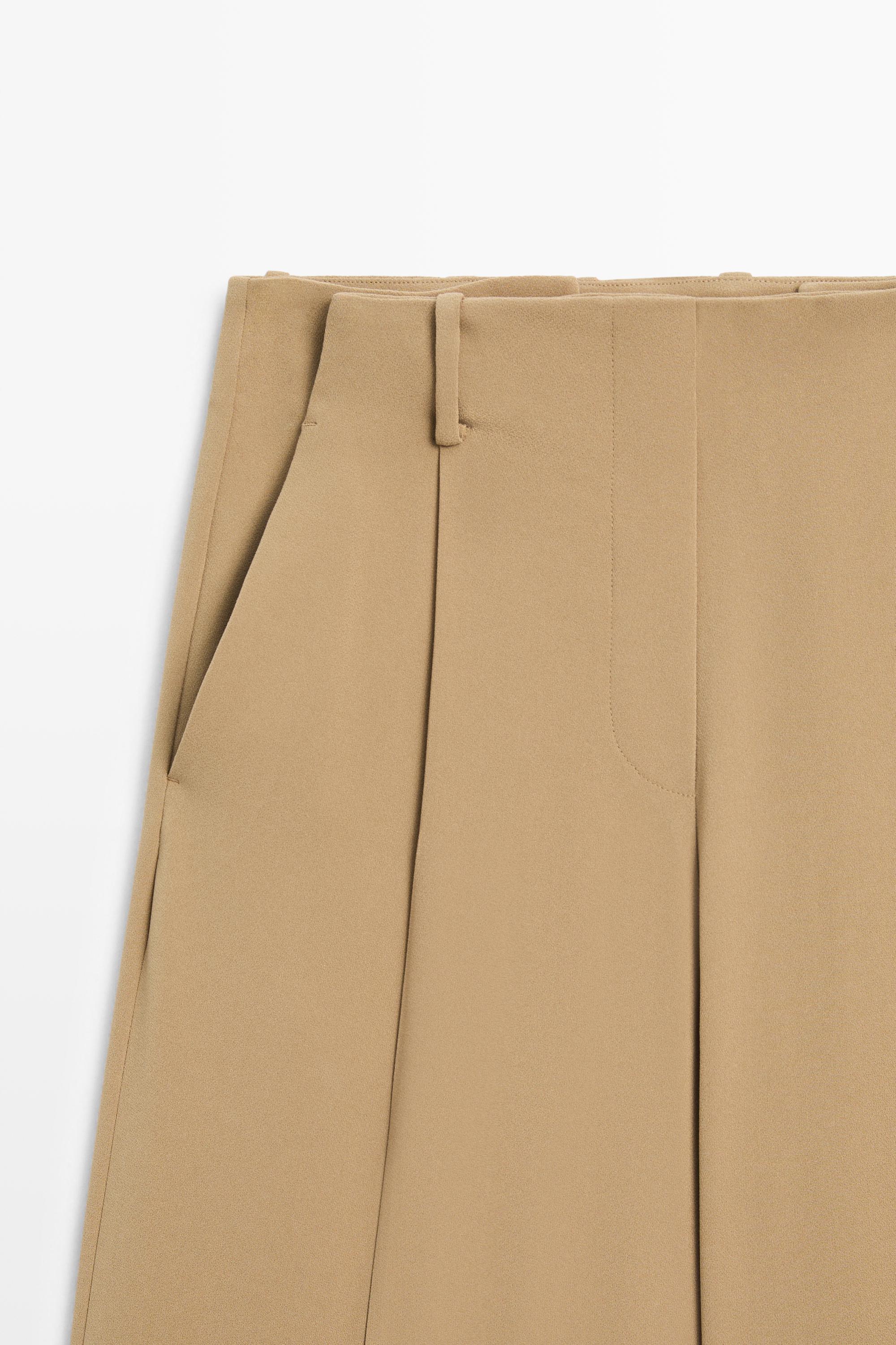 Flowing wide-leg darted pants - STUDIO — Caramel