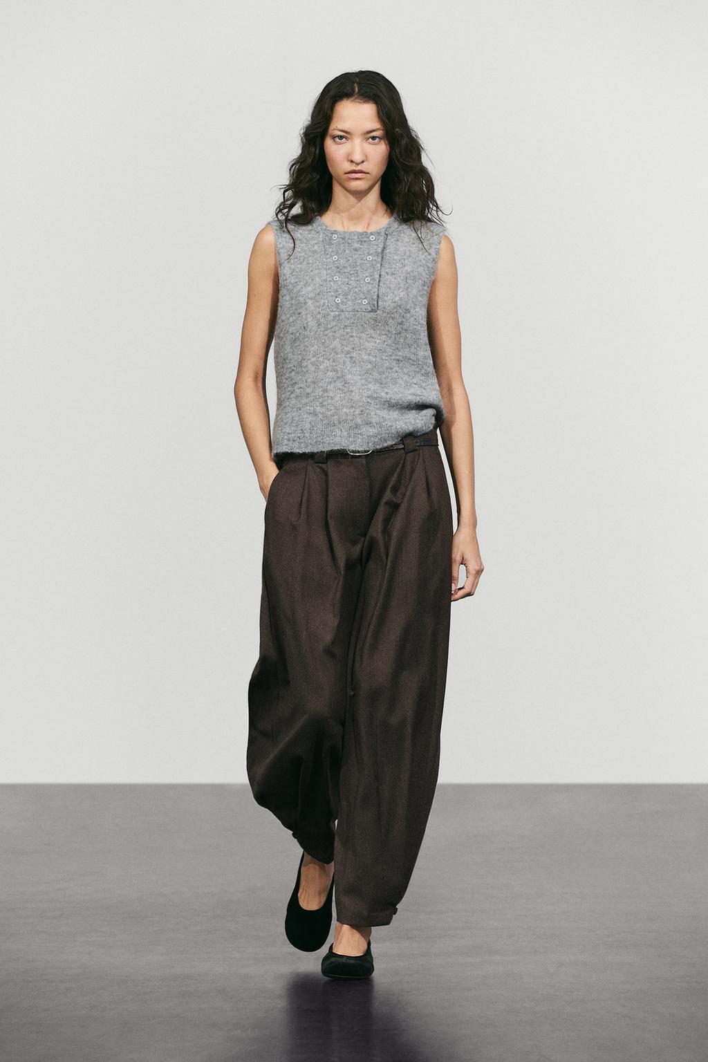 Massimo Dutti Yun qarışımlı düymə detallı trikotaj üst