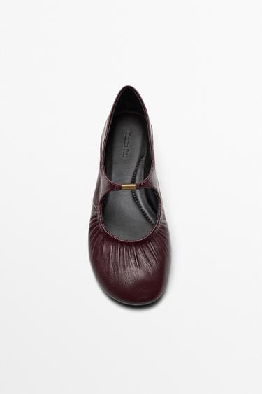 Soft leather ballet flat — BURGUNDY 6
