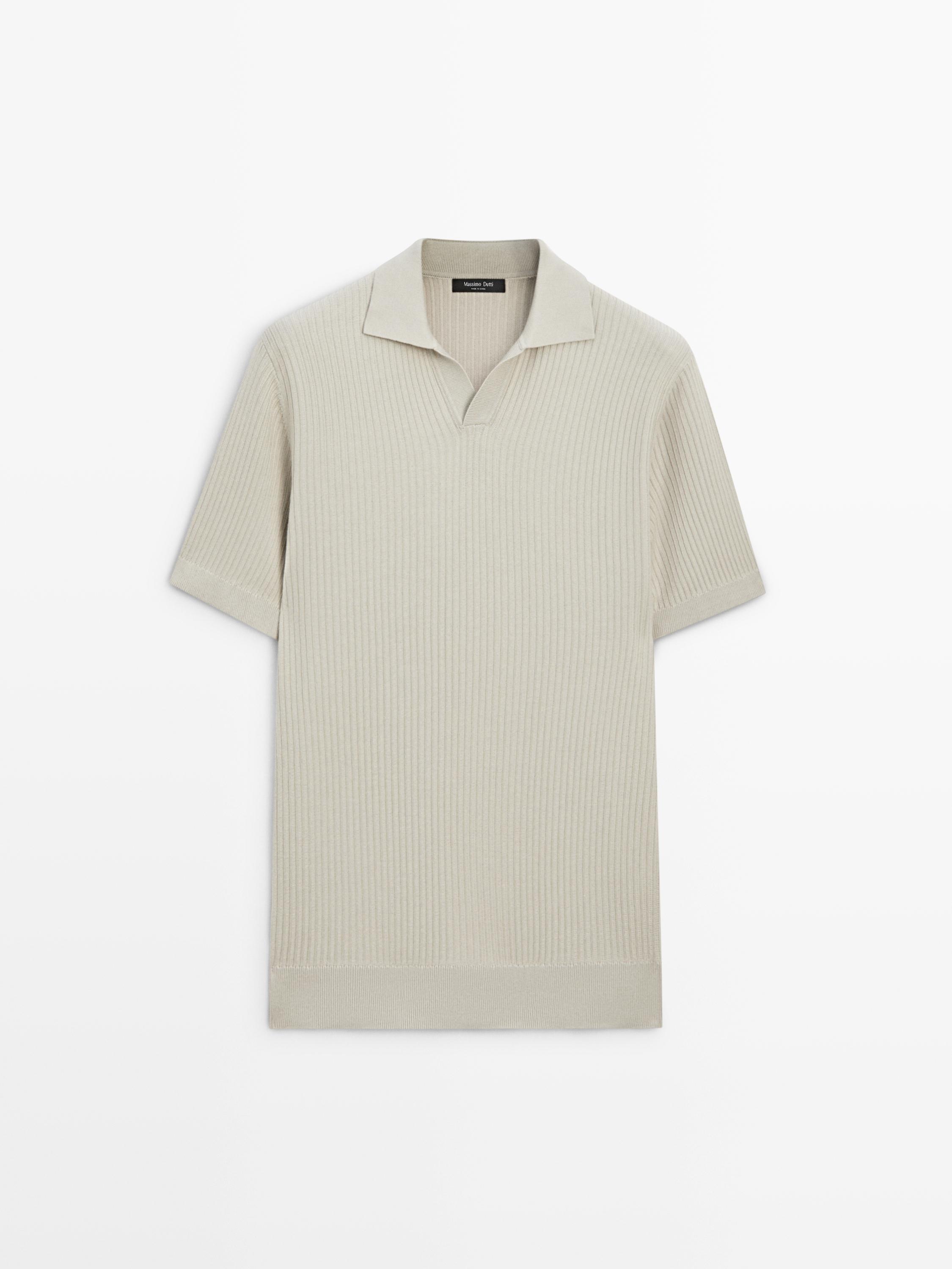 Regular fit cotton knit polo shirt