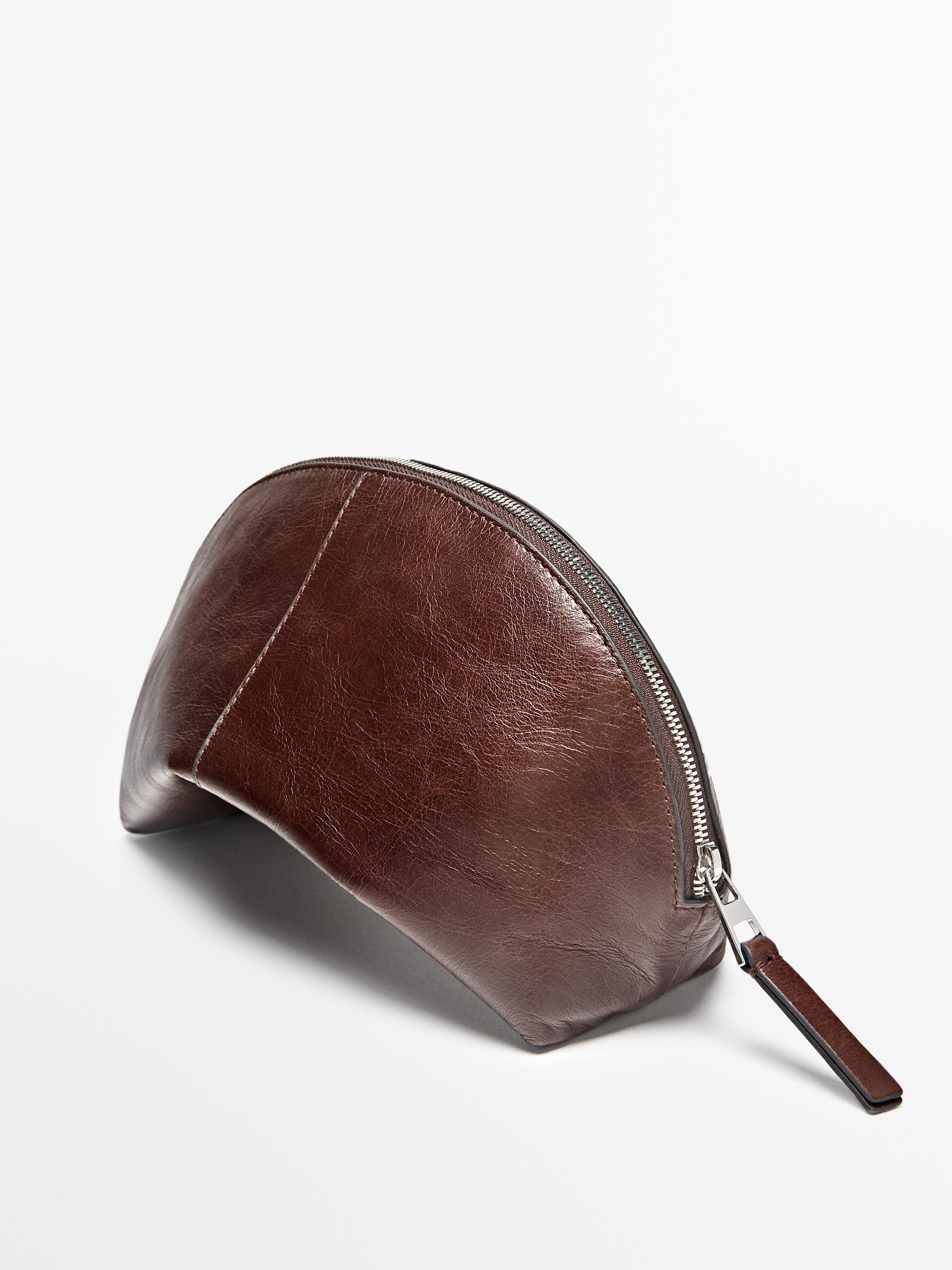 Nappa leather toiletry bag — BROWN