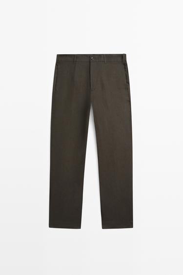 Tapered fit linen pants — GREEN 2