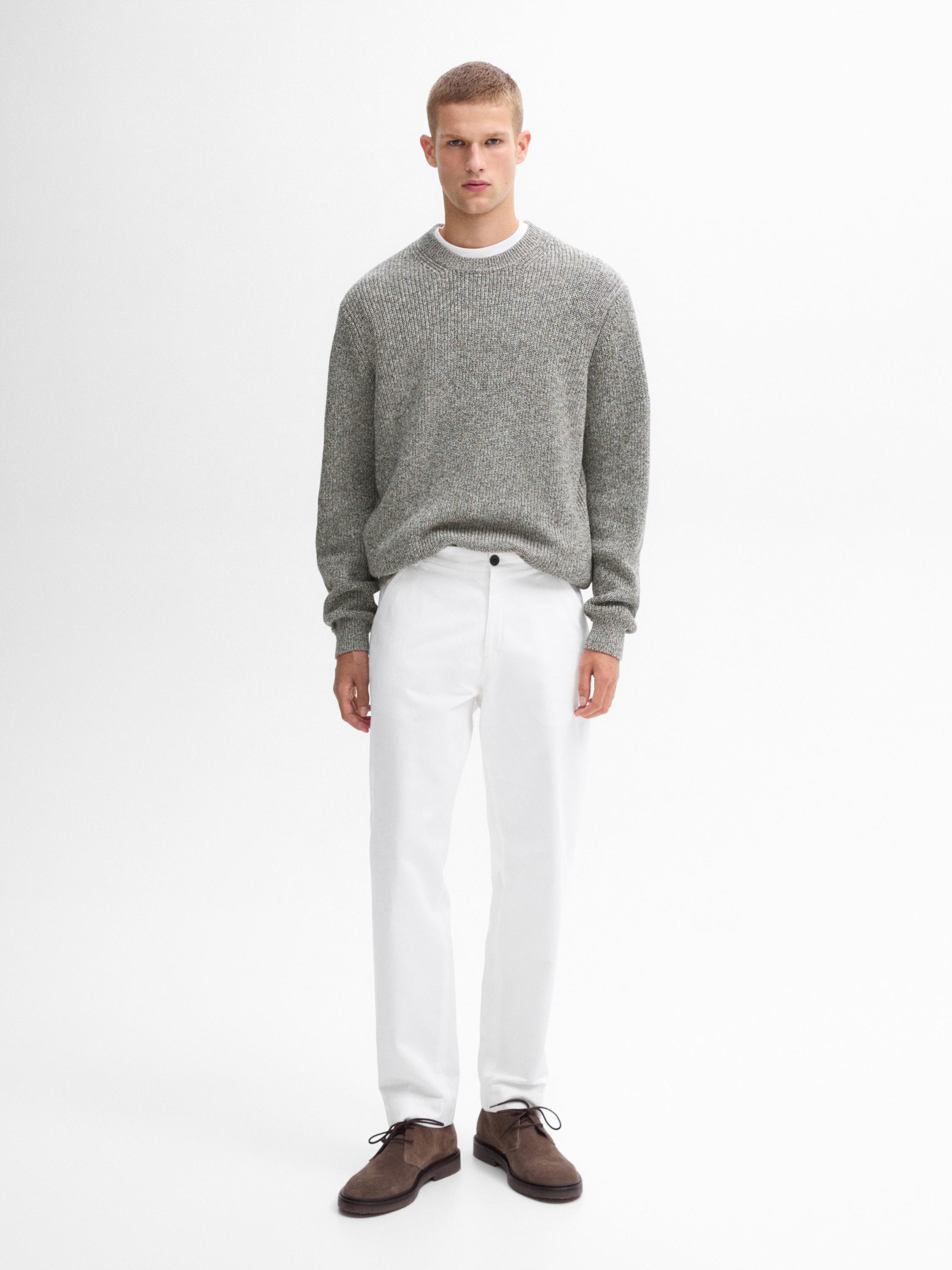 Mouliné cotton knit sweater