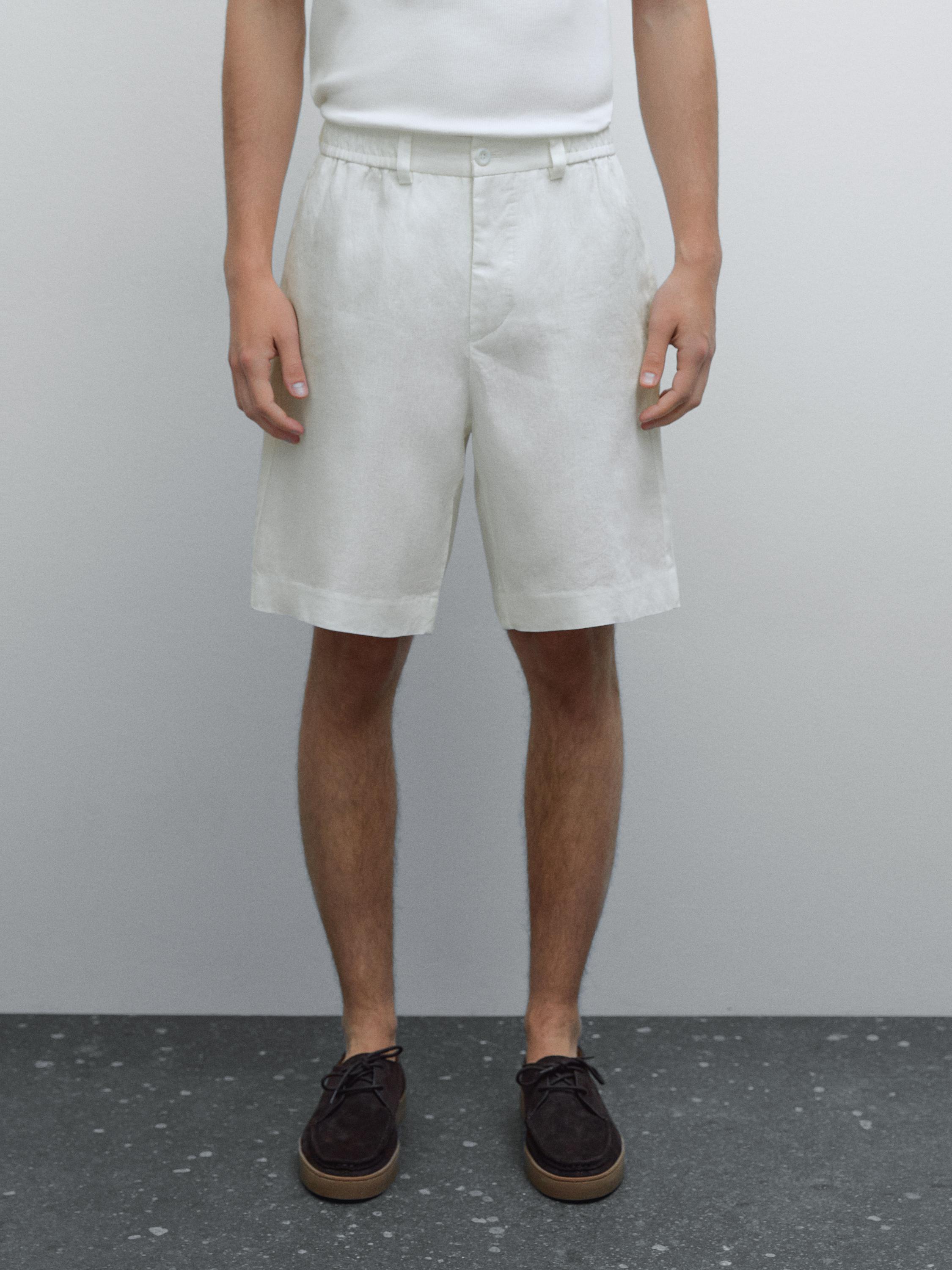 Lightweight 100% linen Bermuda shorts