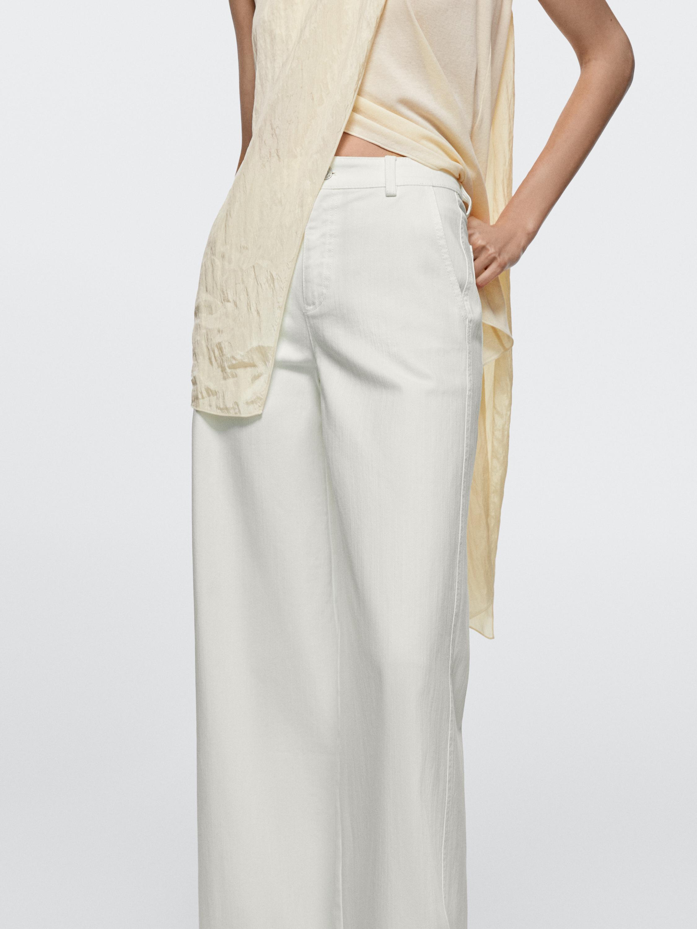 High-waist palazzo jeans — WHITE