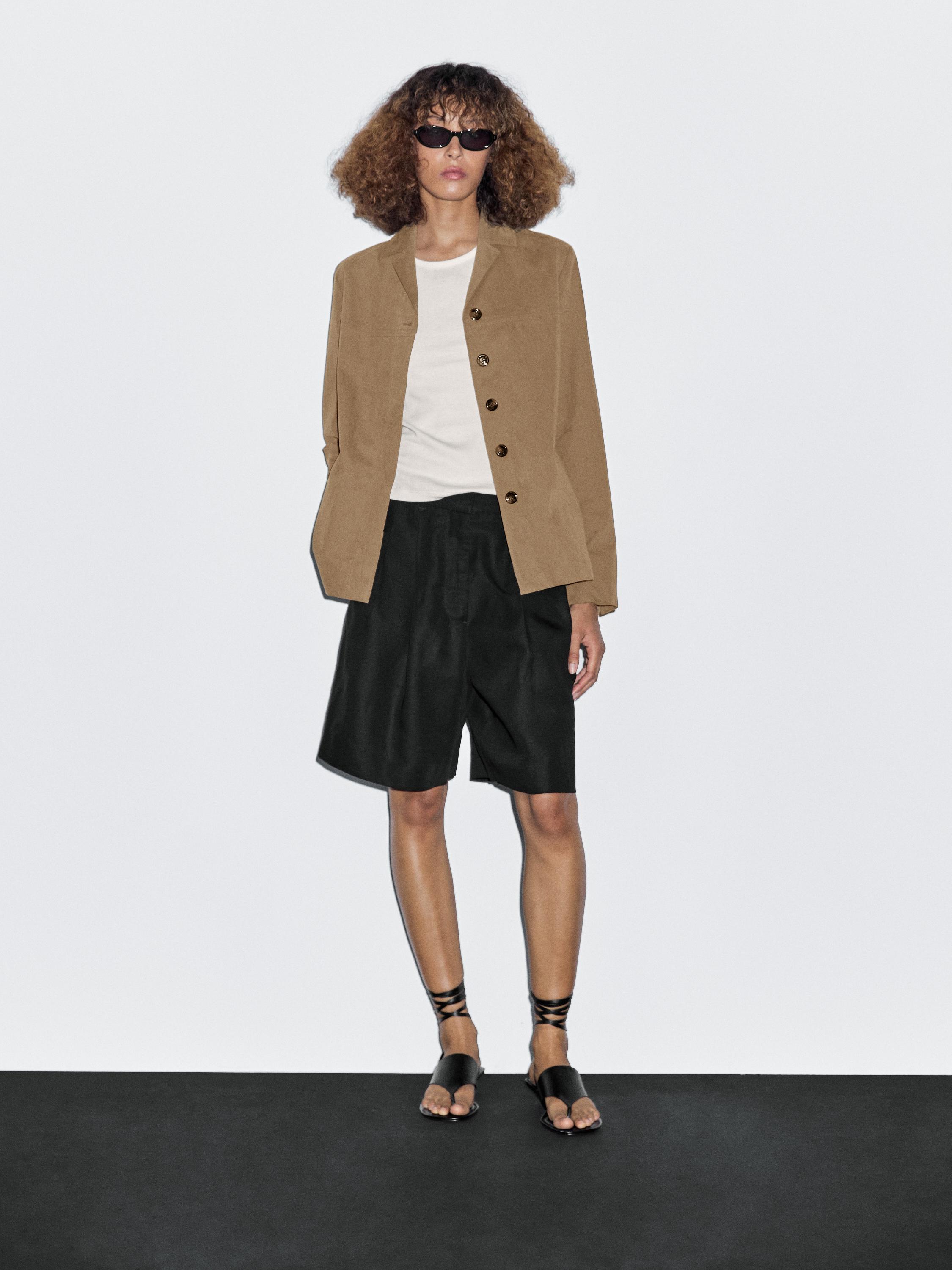Blazer avec bouton en coton mélangé