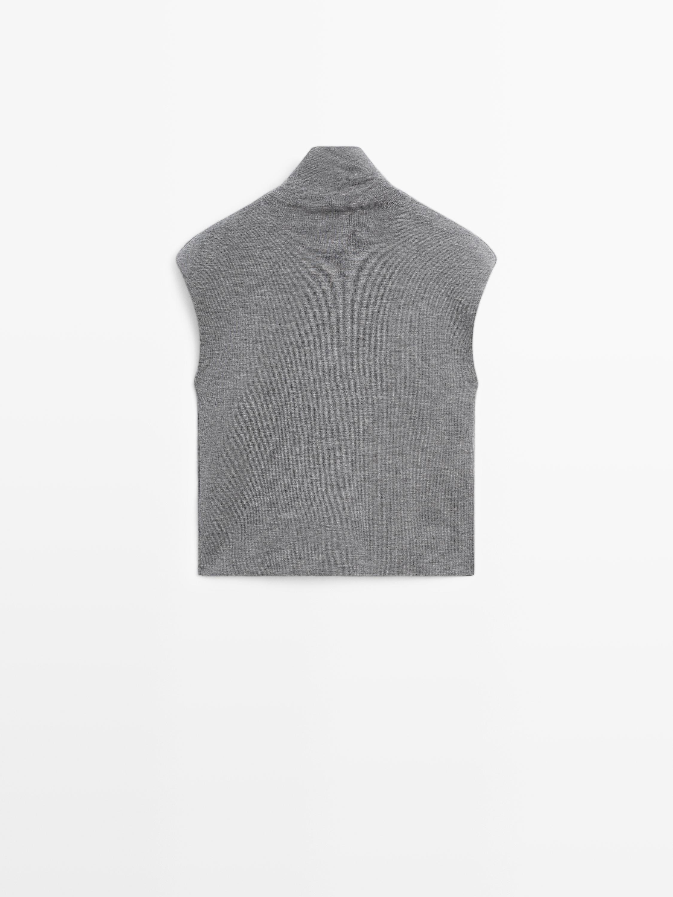 Gilet van wolmix met opstaande kraag