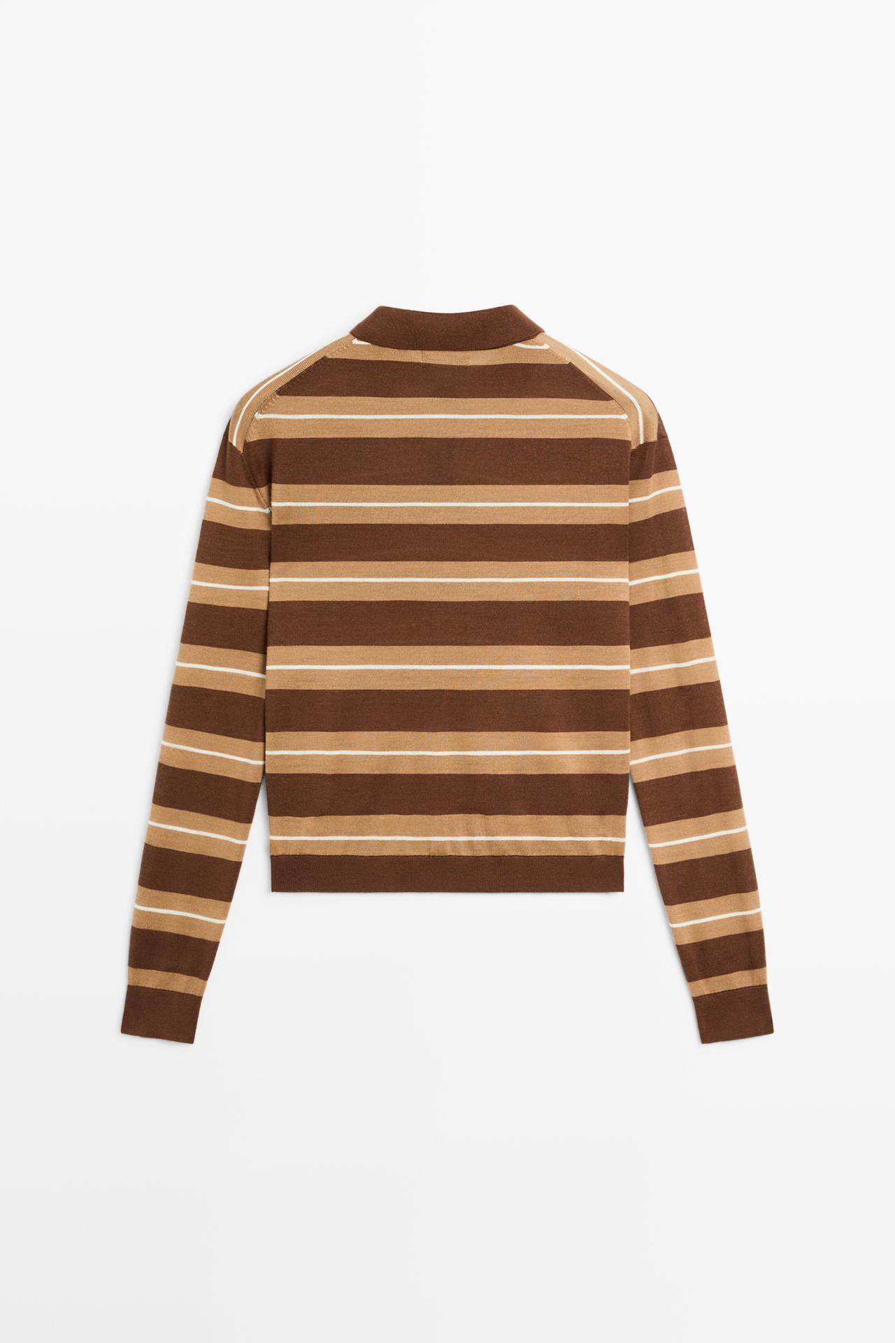 Striped polo sweater — TOFFEE