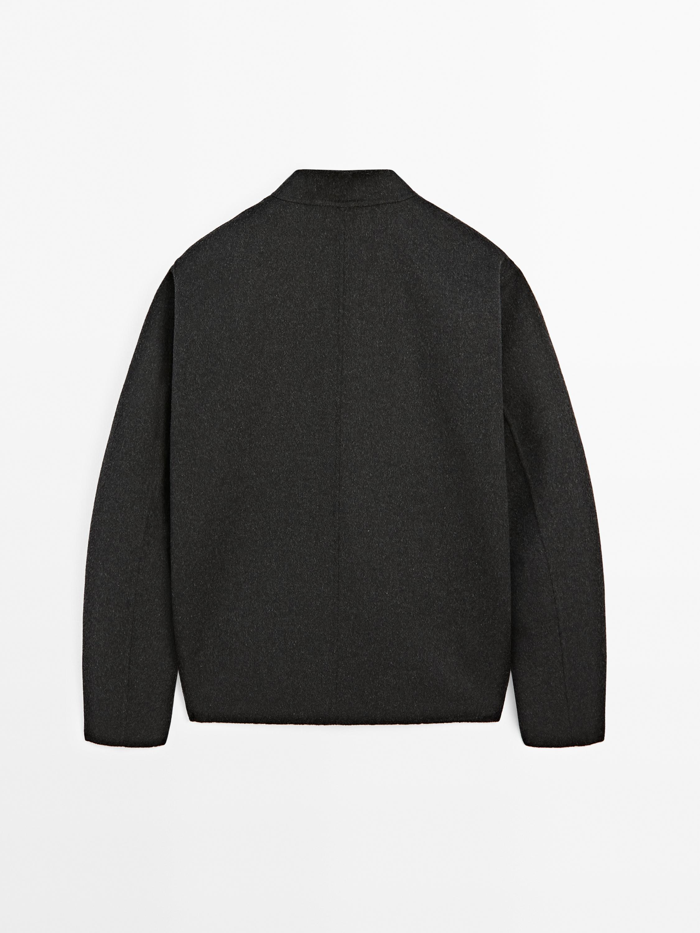 Double-layer wool blend bomber jacket