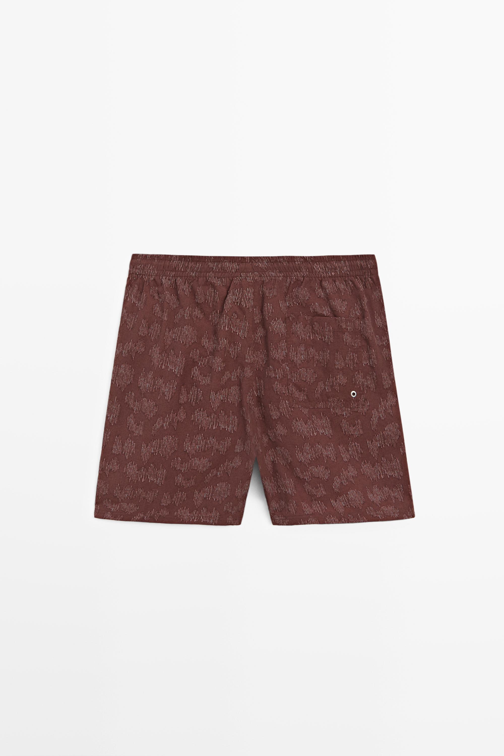 Printed swimming trunks — BURGUNDY