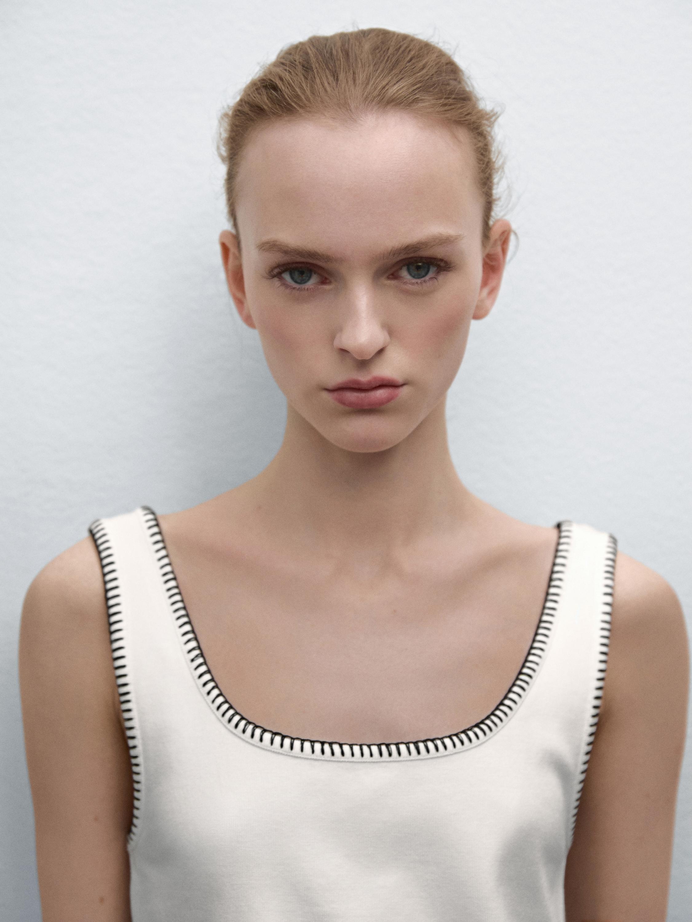 Strappy top with contrast detail