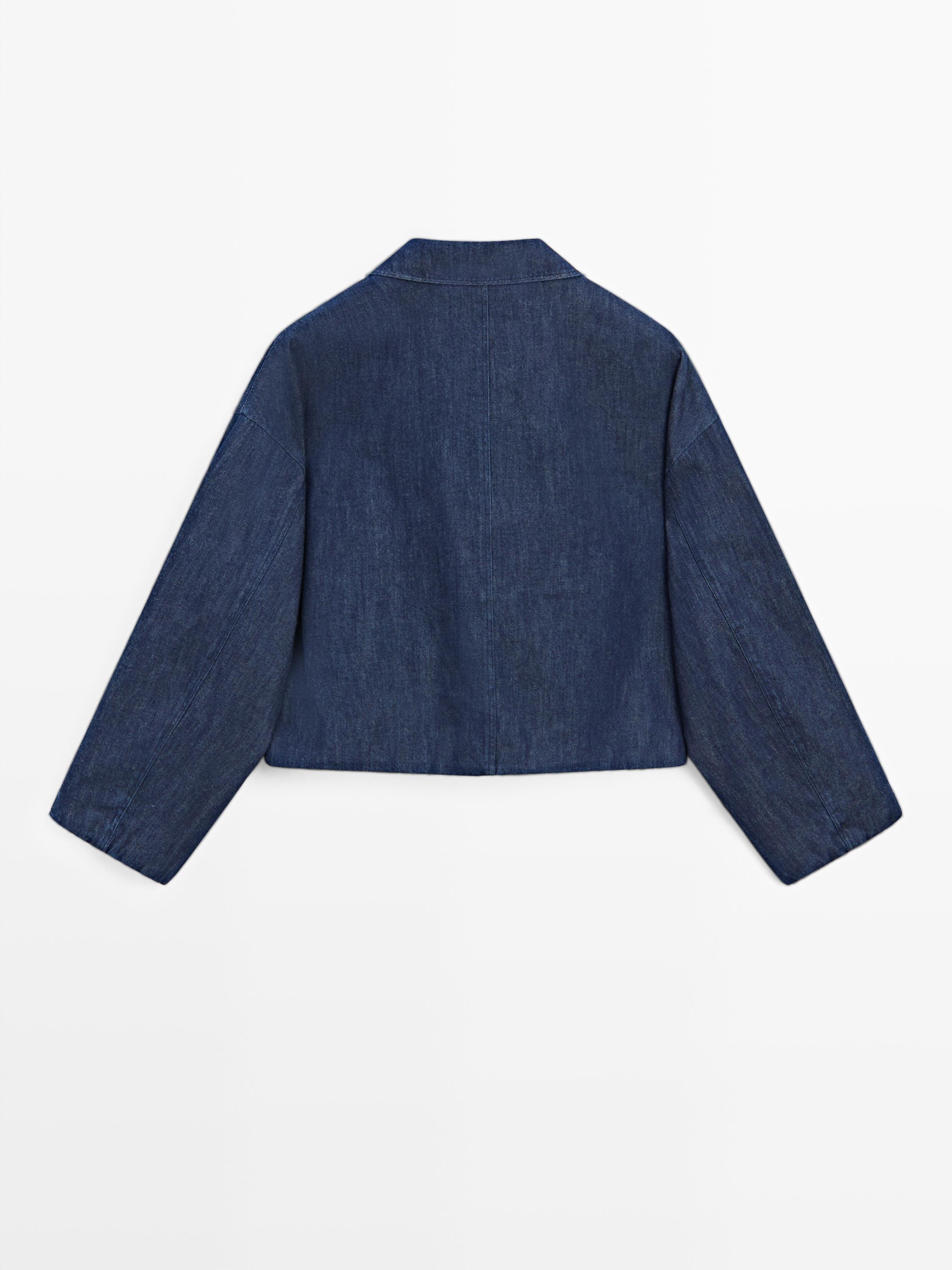 Jeans-Bomberjacke aus Baumwollmischgewebe