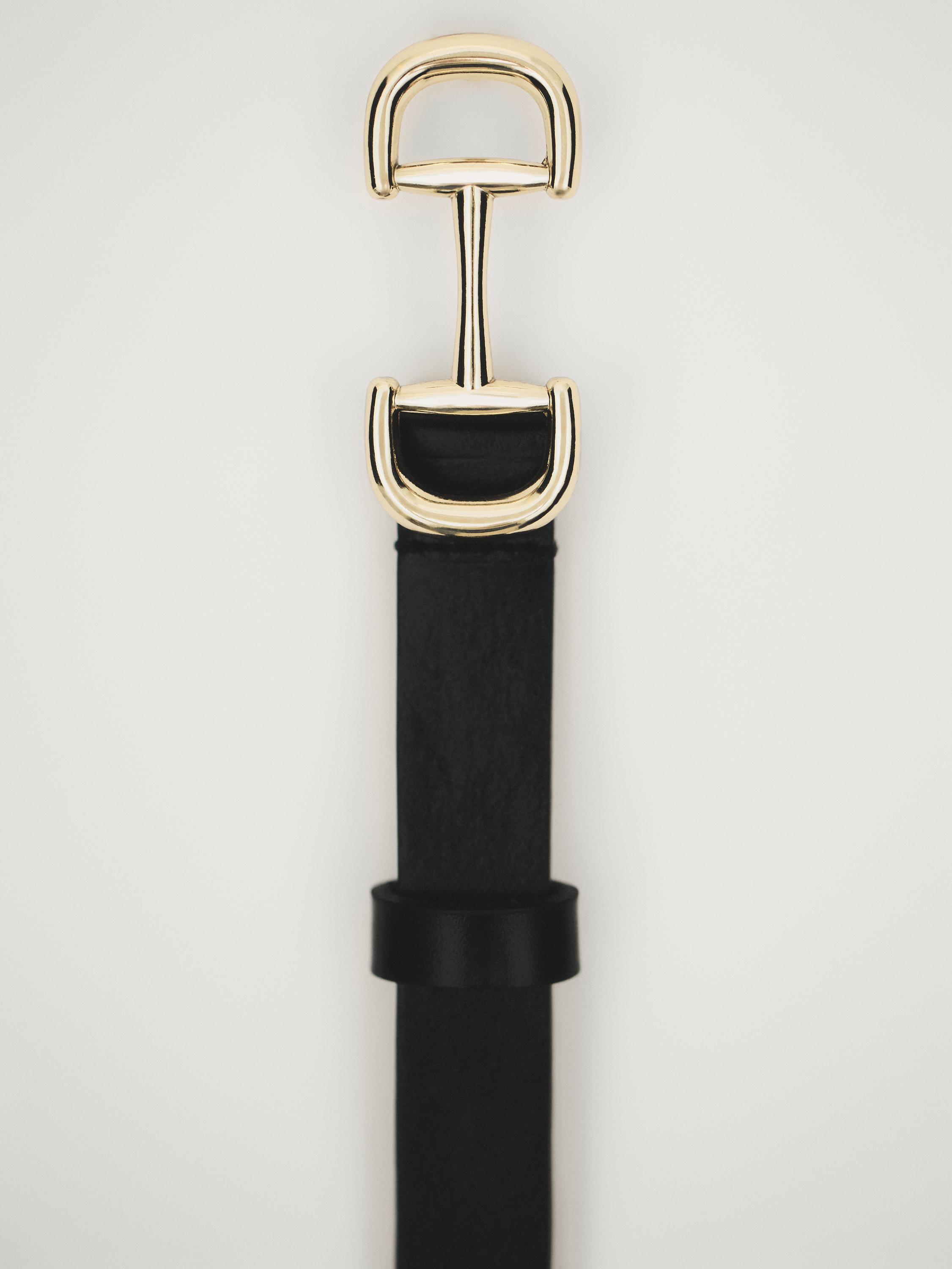 Leather belt with double buckle