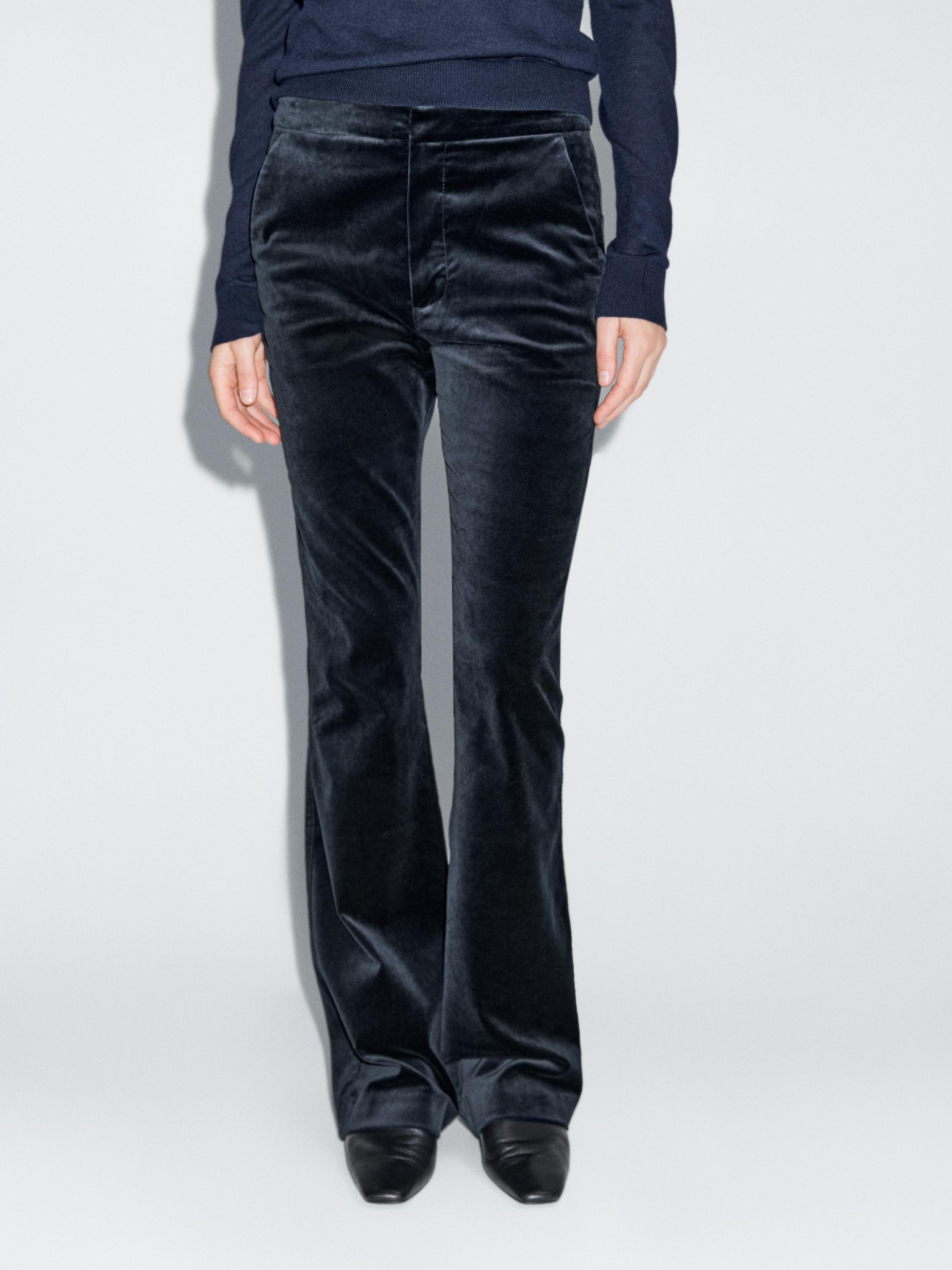 Skinny flare fit velvet trousers