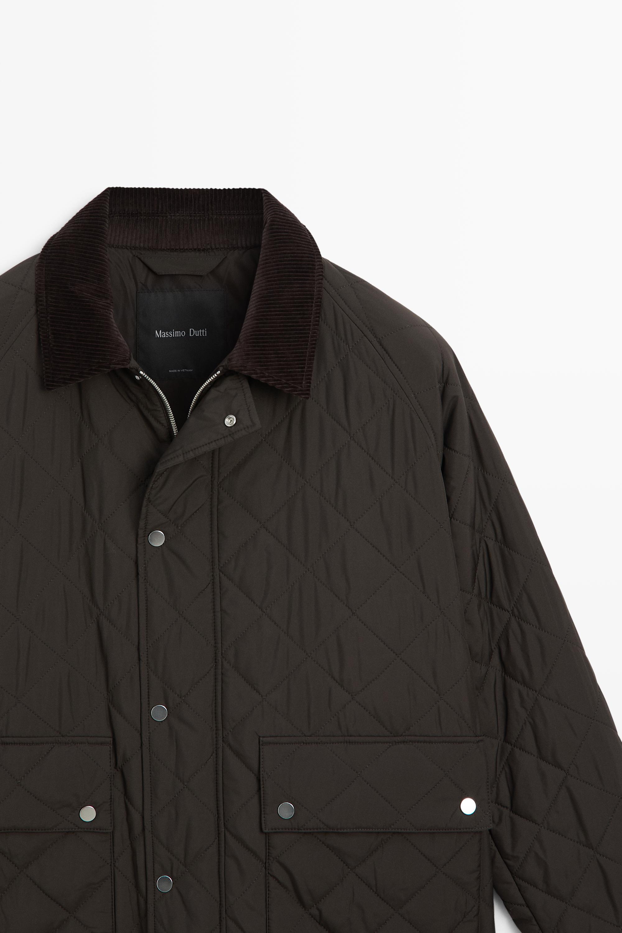 Quilted jacket with corduroy collar - thumbnail 10