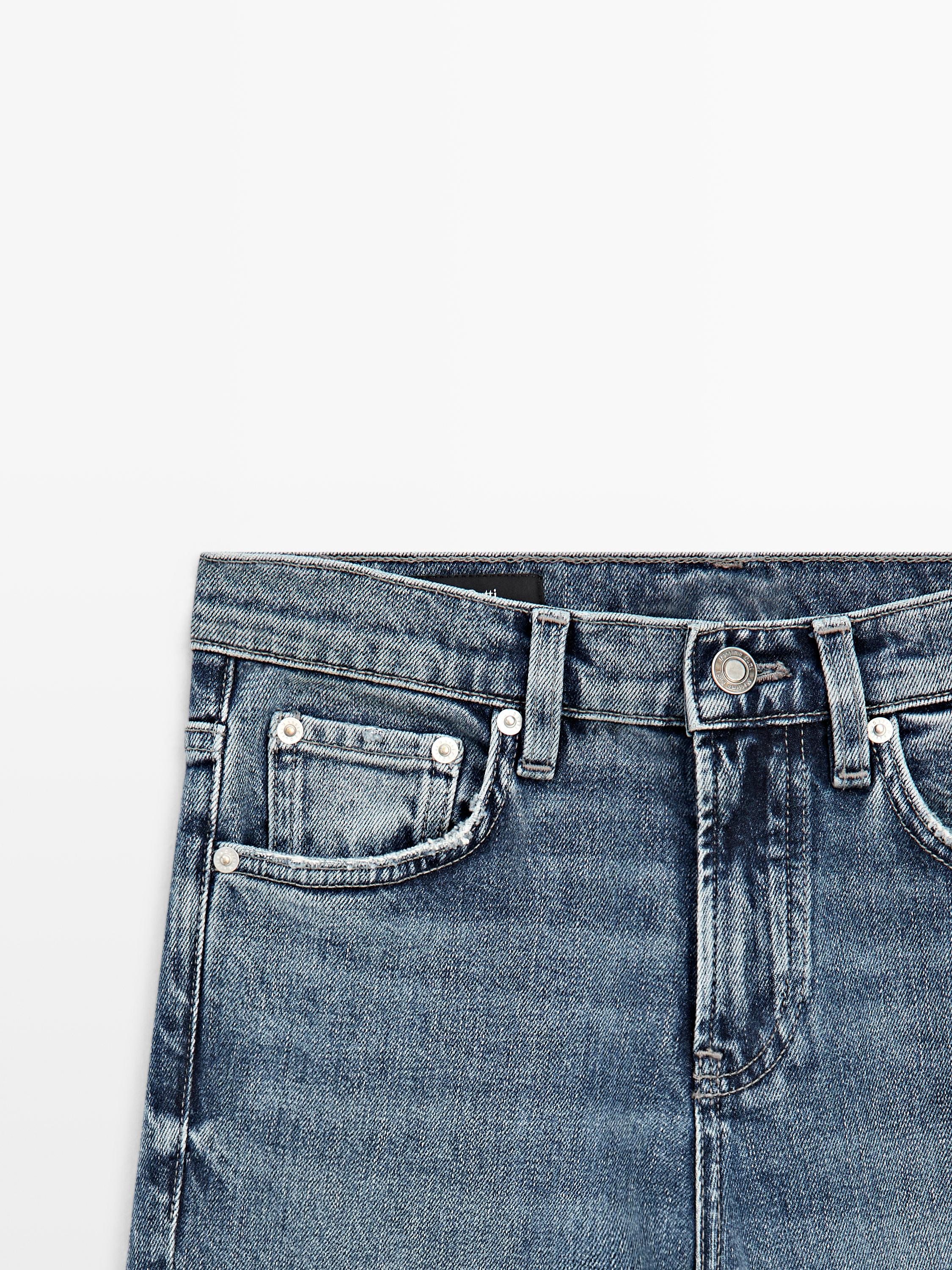 Mid-rise cropped slim fit jeans — MEDIUM BLUE
