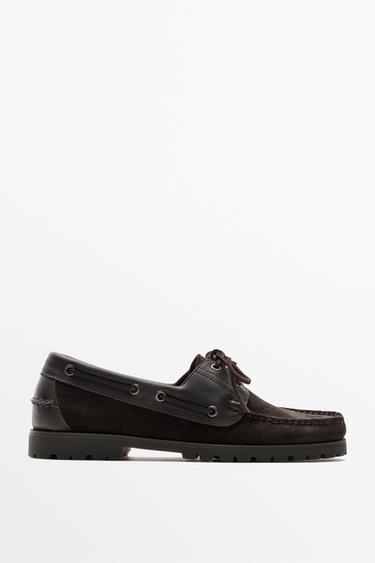 Nappa leather boat shoe — BROWN 1