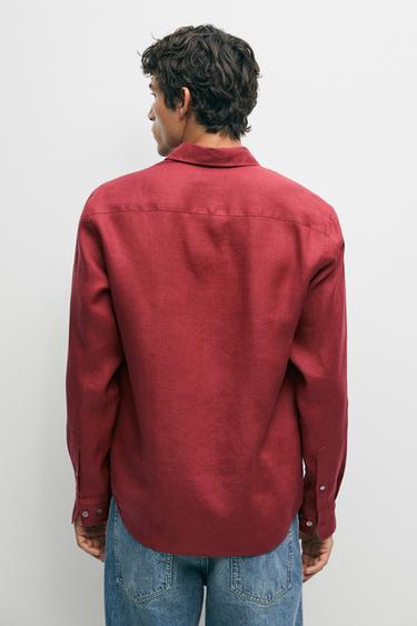 Regular fit 100% linen shirt — RED 5
