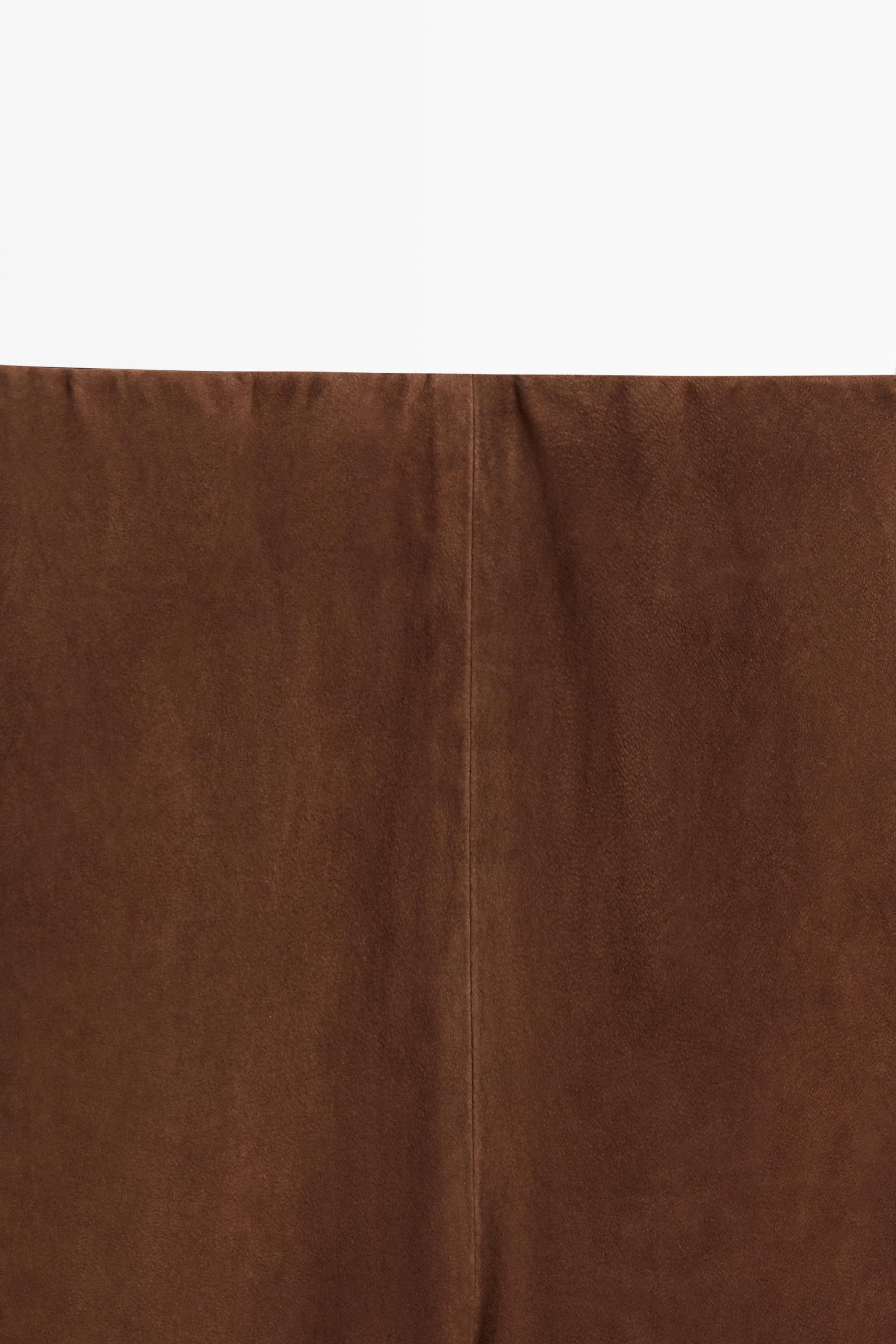 Suede flare fit leggings — BROWN
