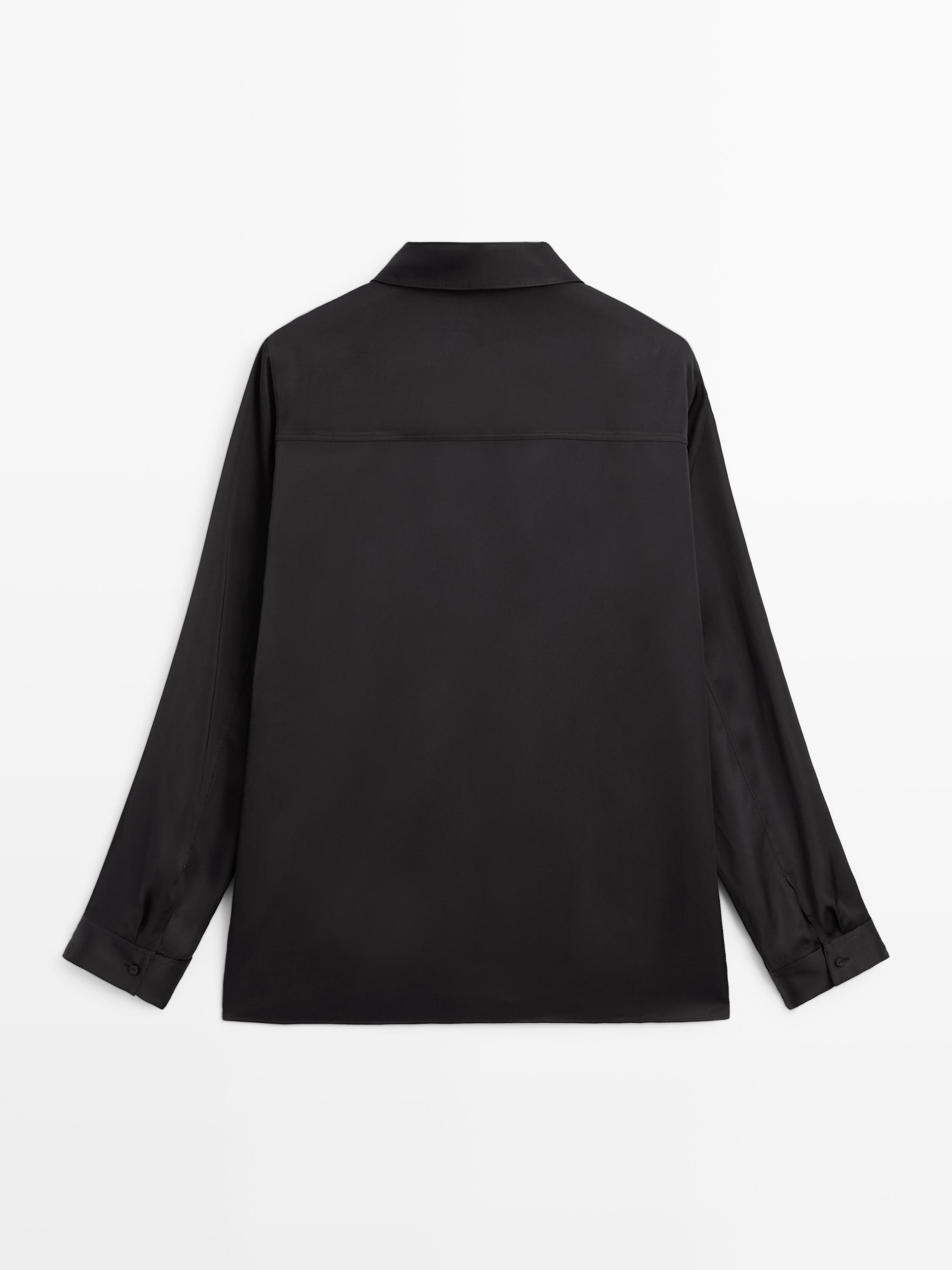 Long sleeve satin shirt with vents