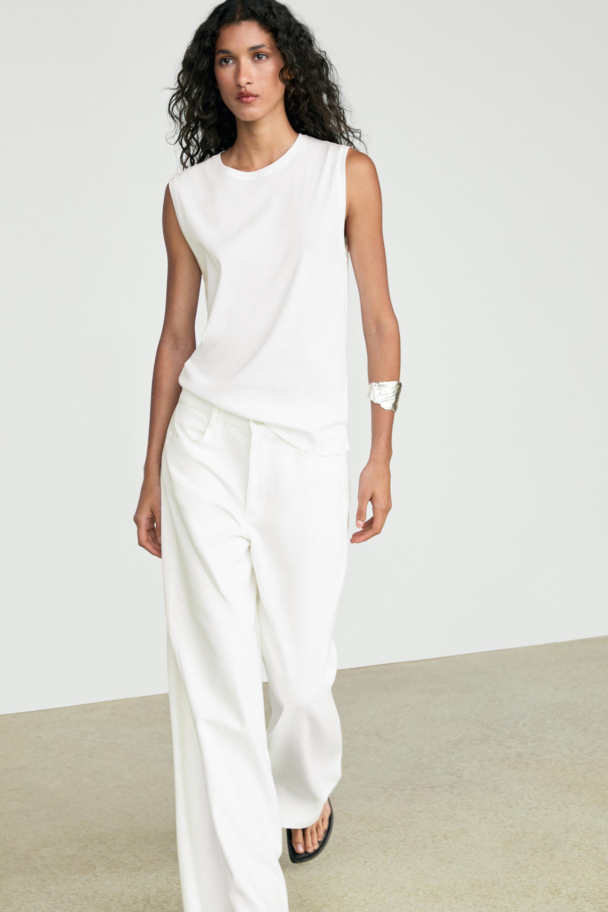 100% cotton sleeveless top — WHITE