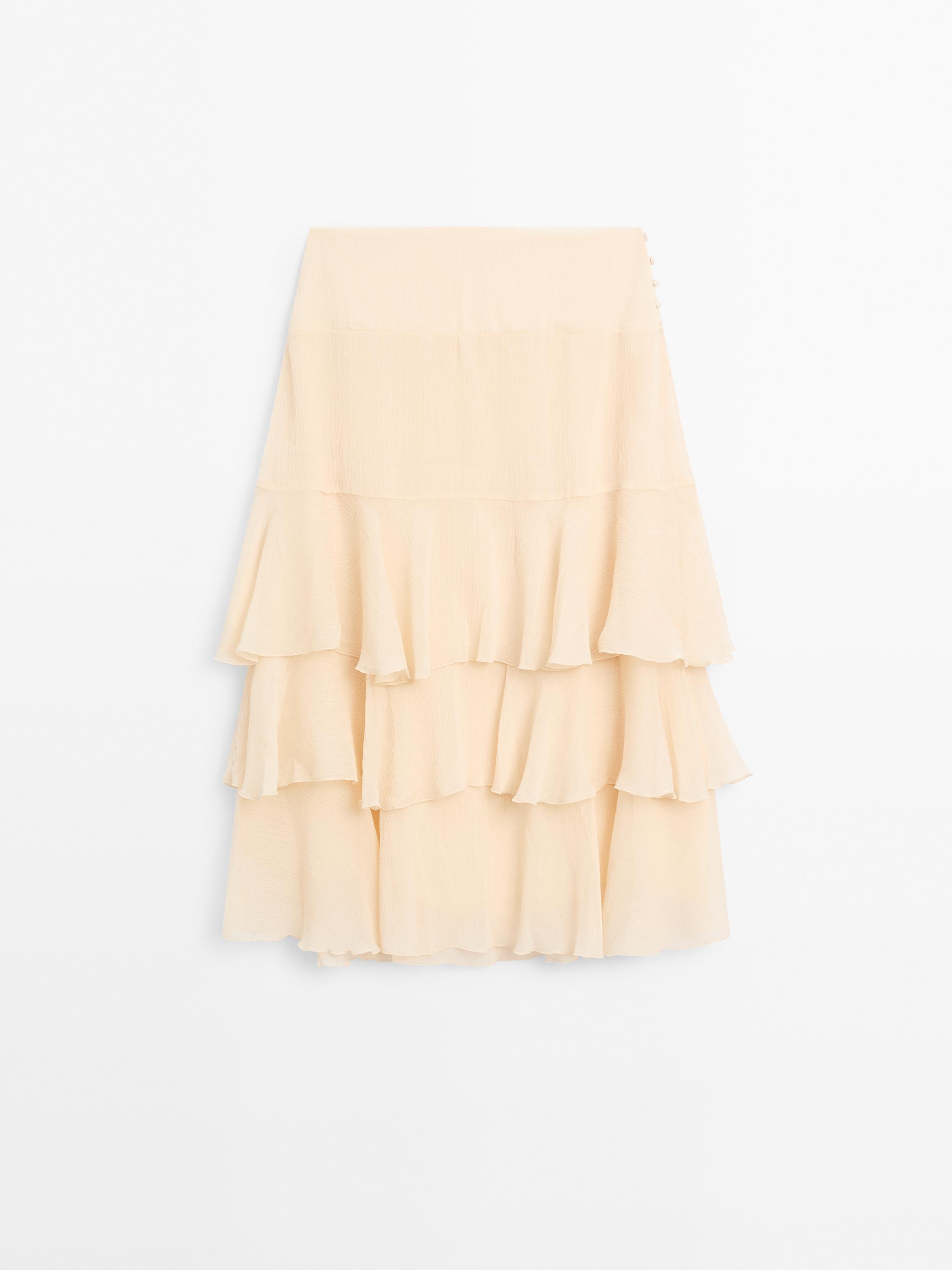 Long ruffled skirt with sash