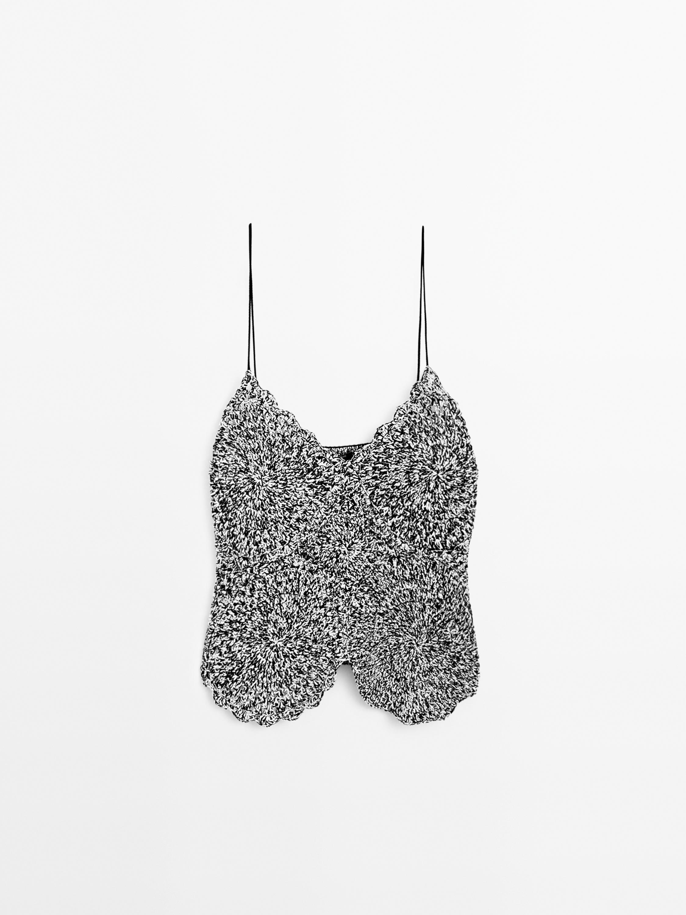 Mouliné crochet knit top