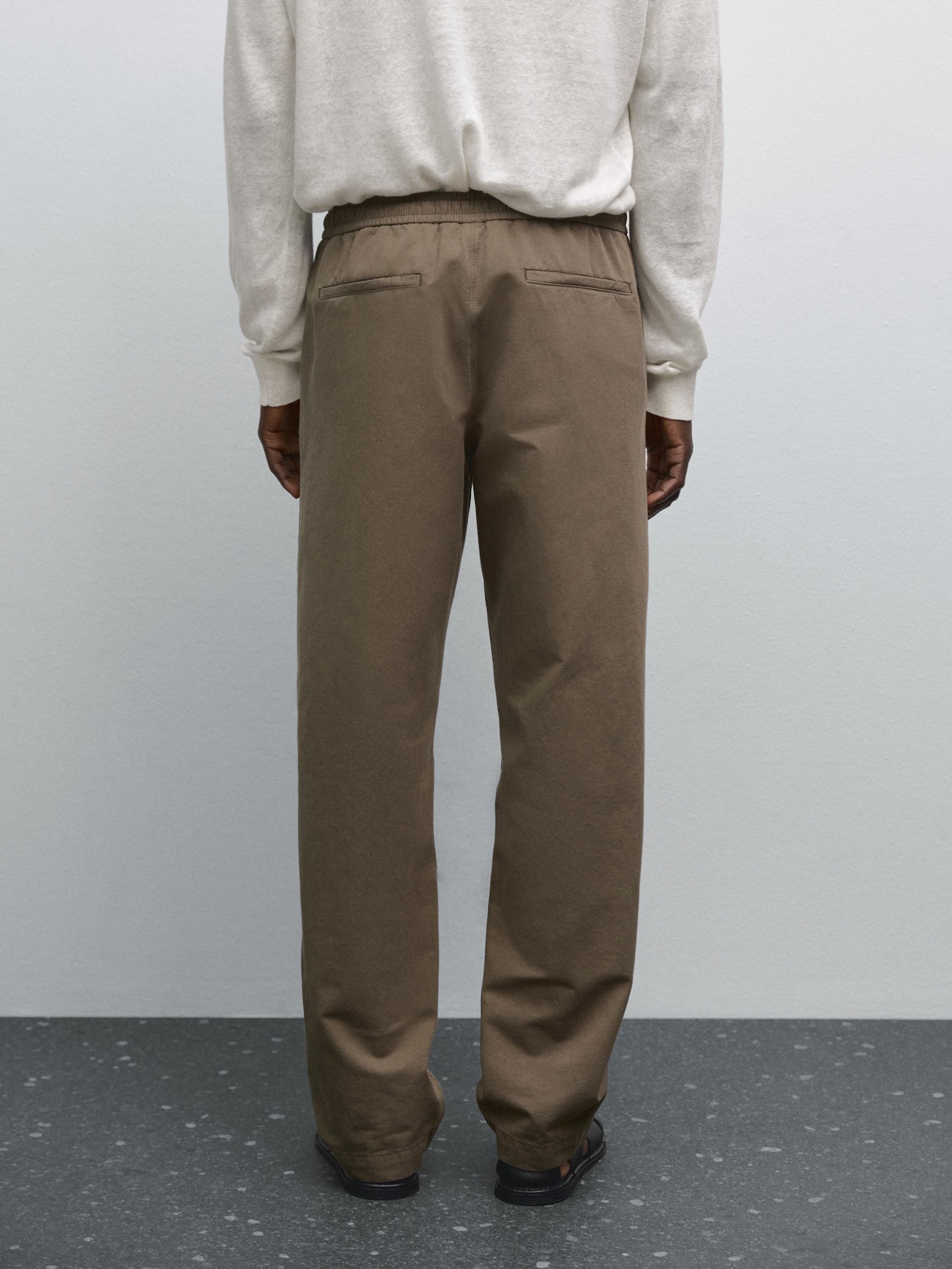 Cotton blend jogger fit trousers