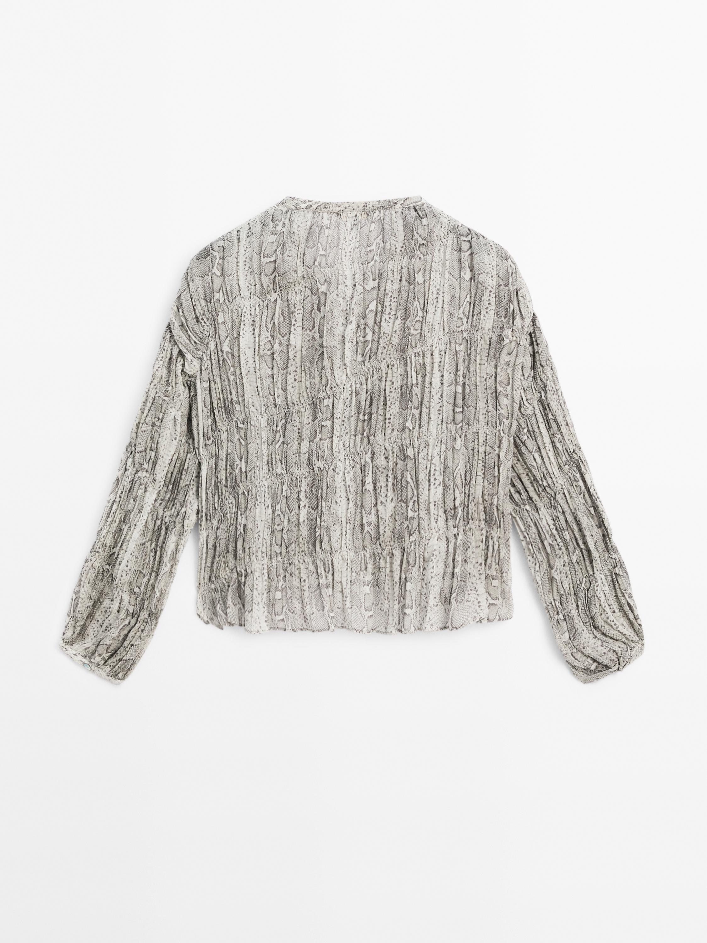 Snakeskin print shirt with elastic detail