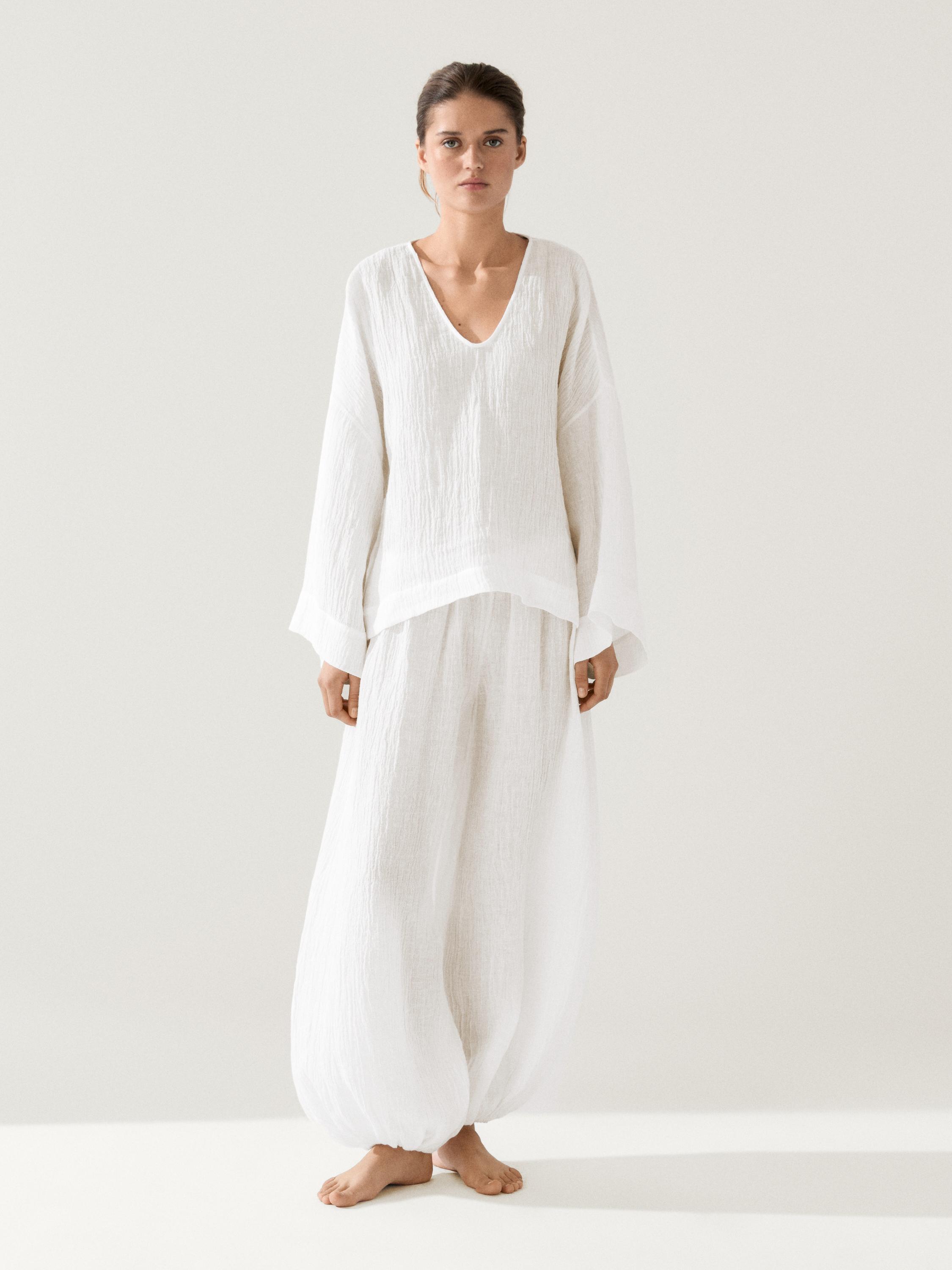 Linen sarouel trousers — Off white