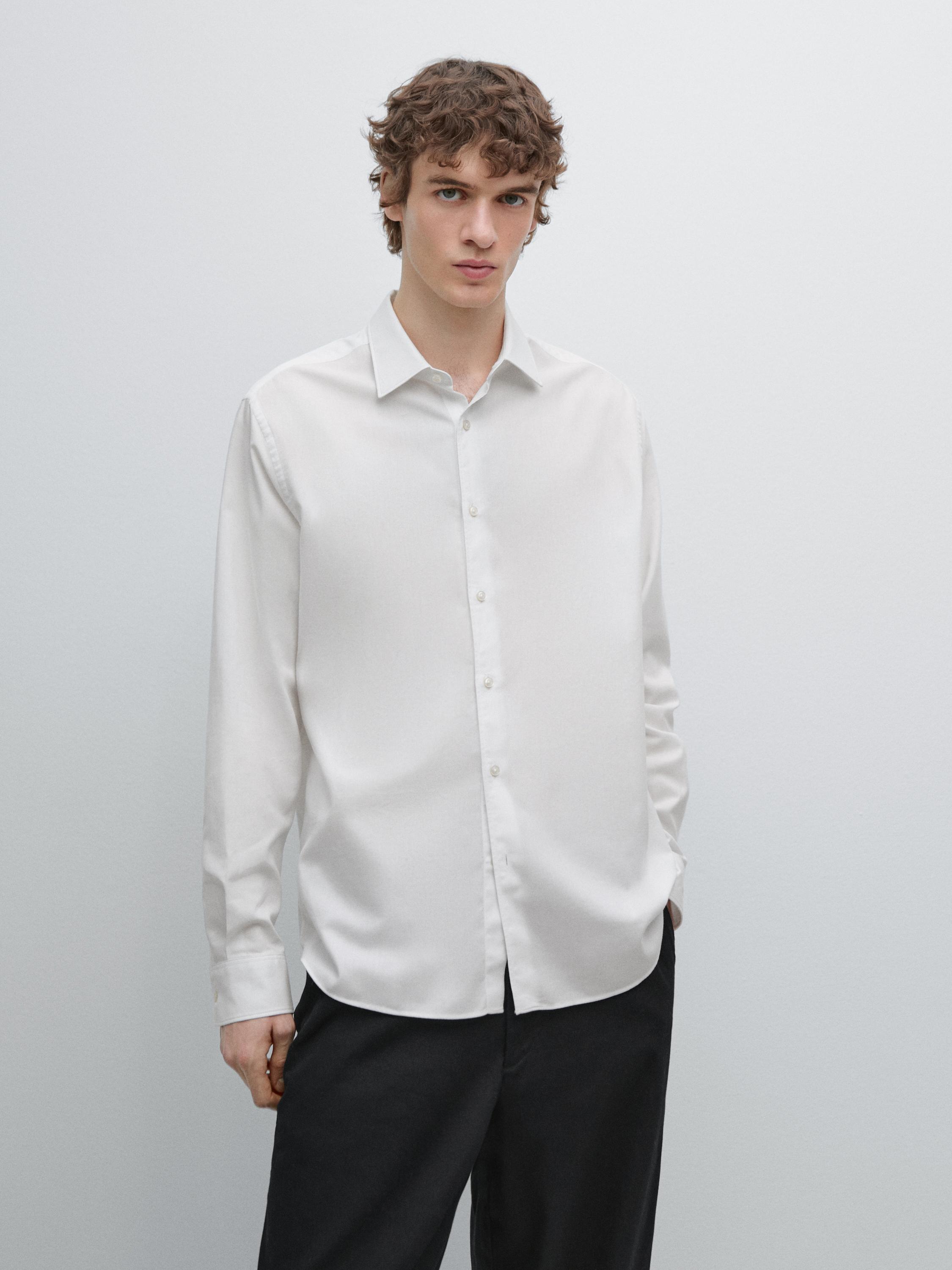 Chemise slim chinée en twill