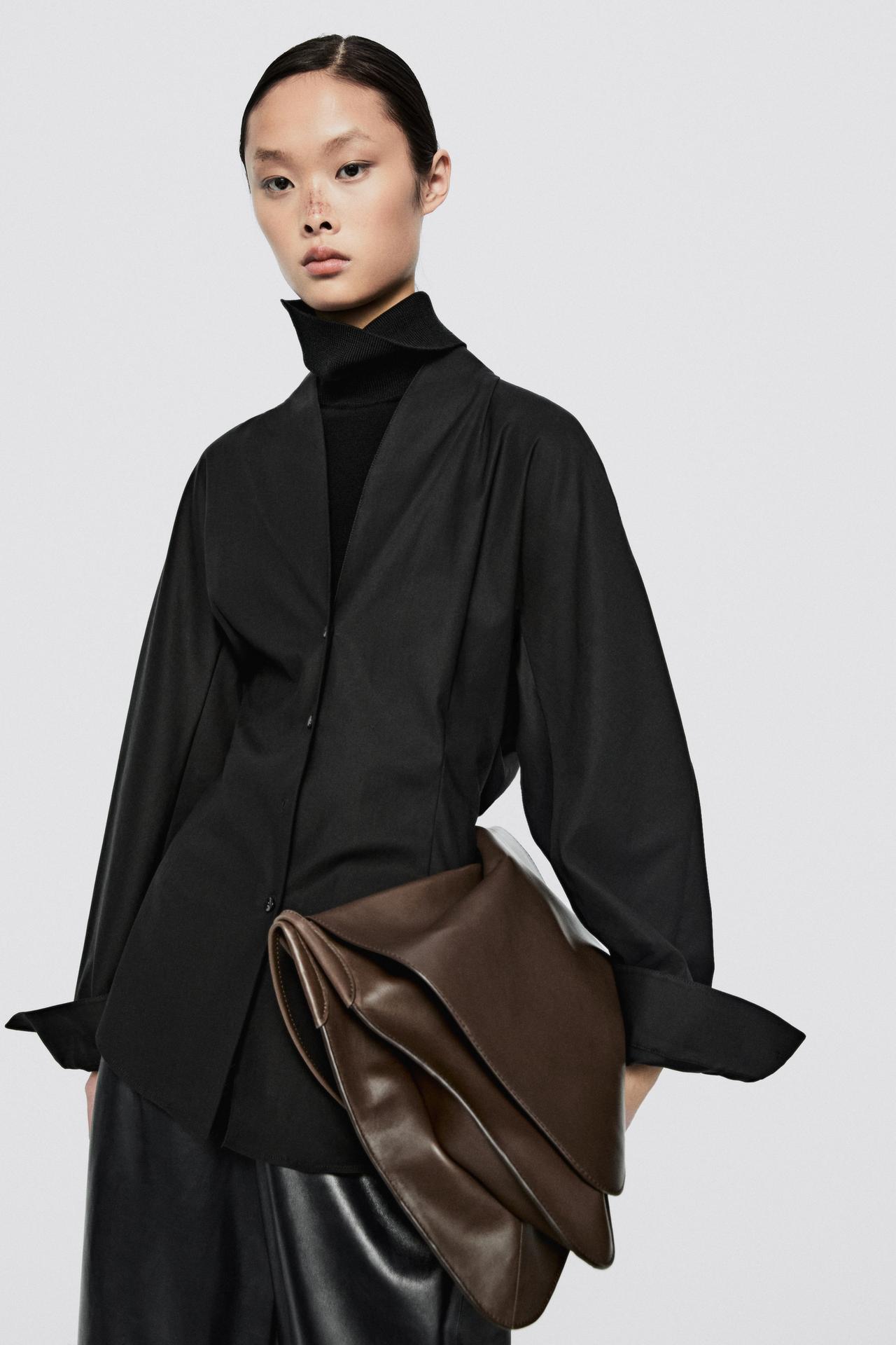 Poplin tuxedo-style collar shirt - LIMITED EDITION — BLACK