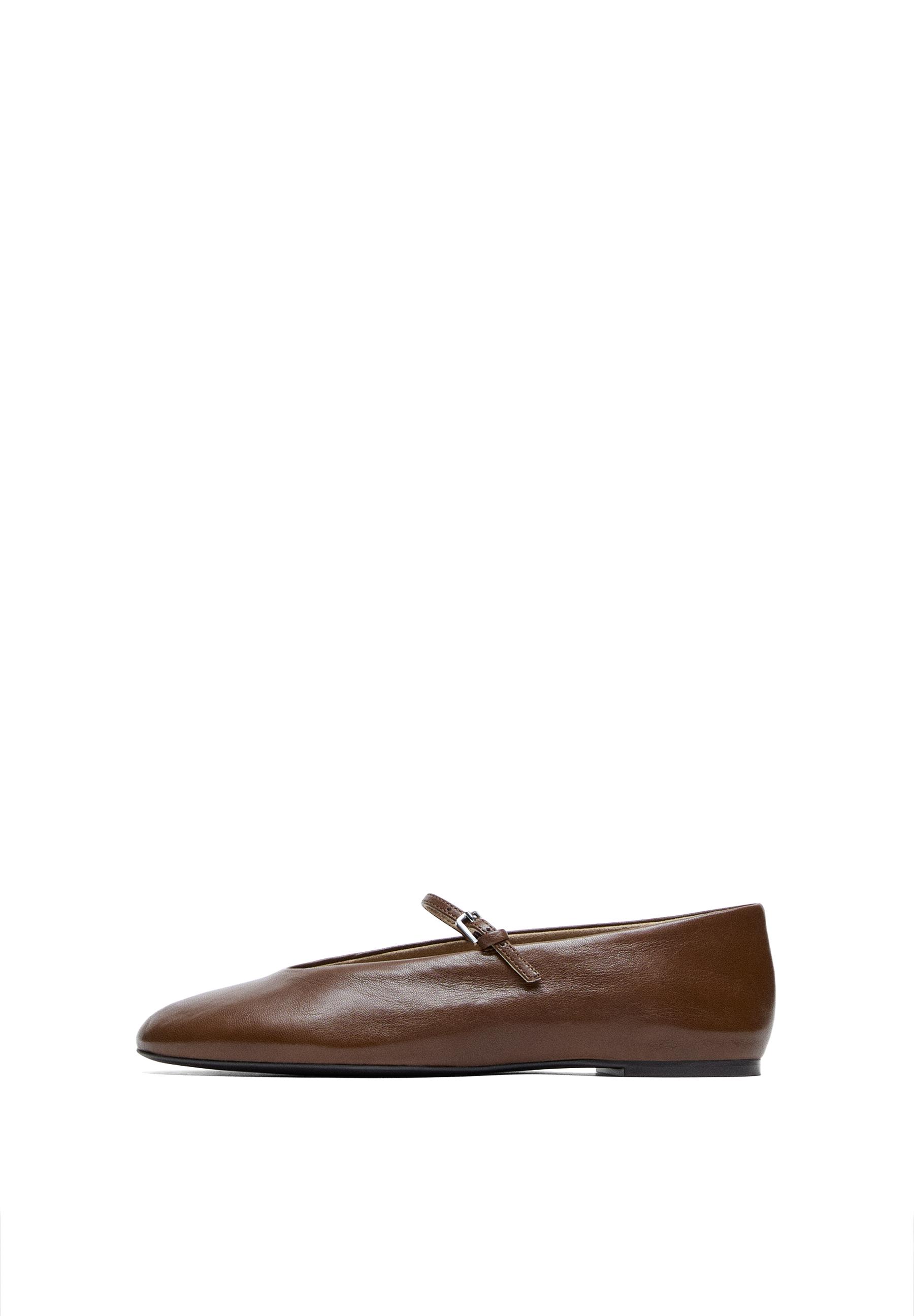 Soft leather ballerinas — HAZELNUT BROWN