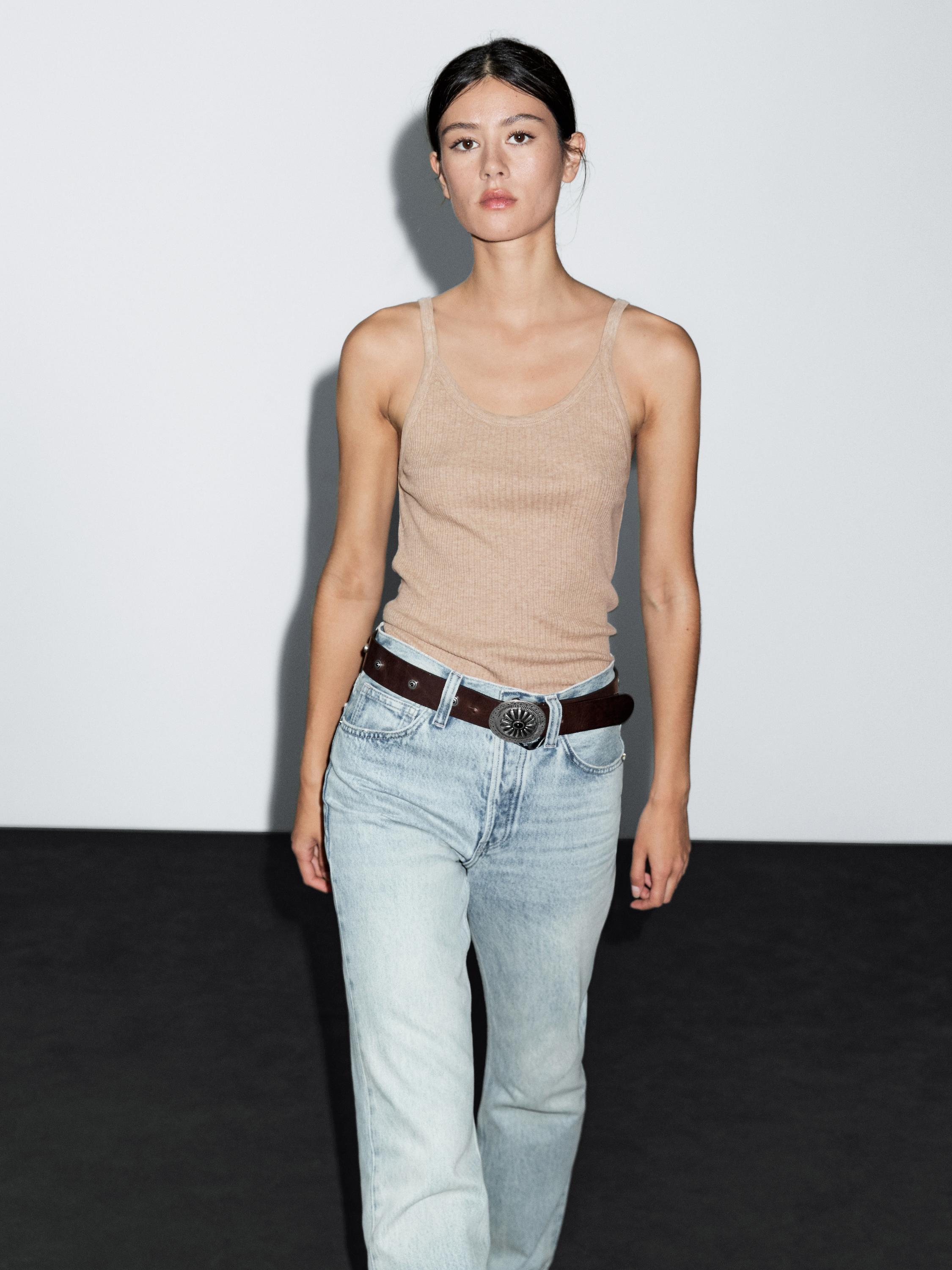 Топ на бретелях из 100% хлопка с мраморным узором