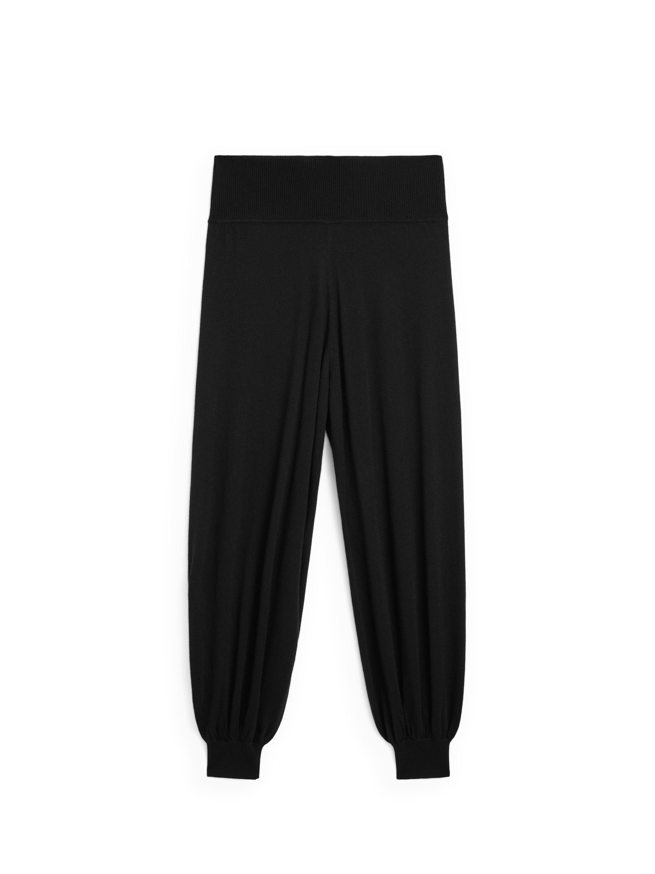 Wool blend knit sarouel trousers — BLACK
