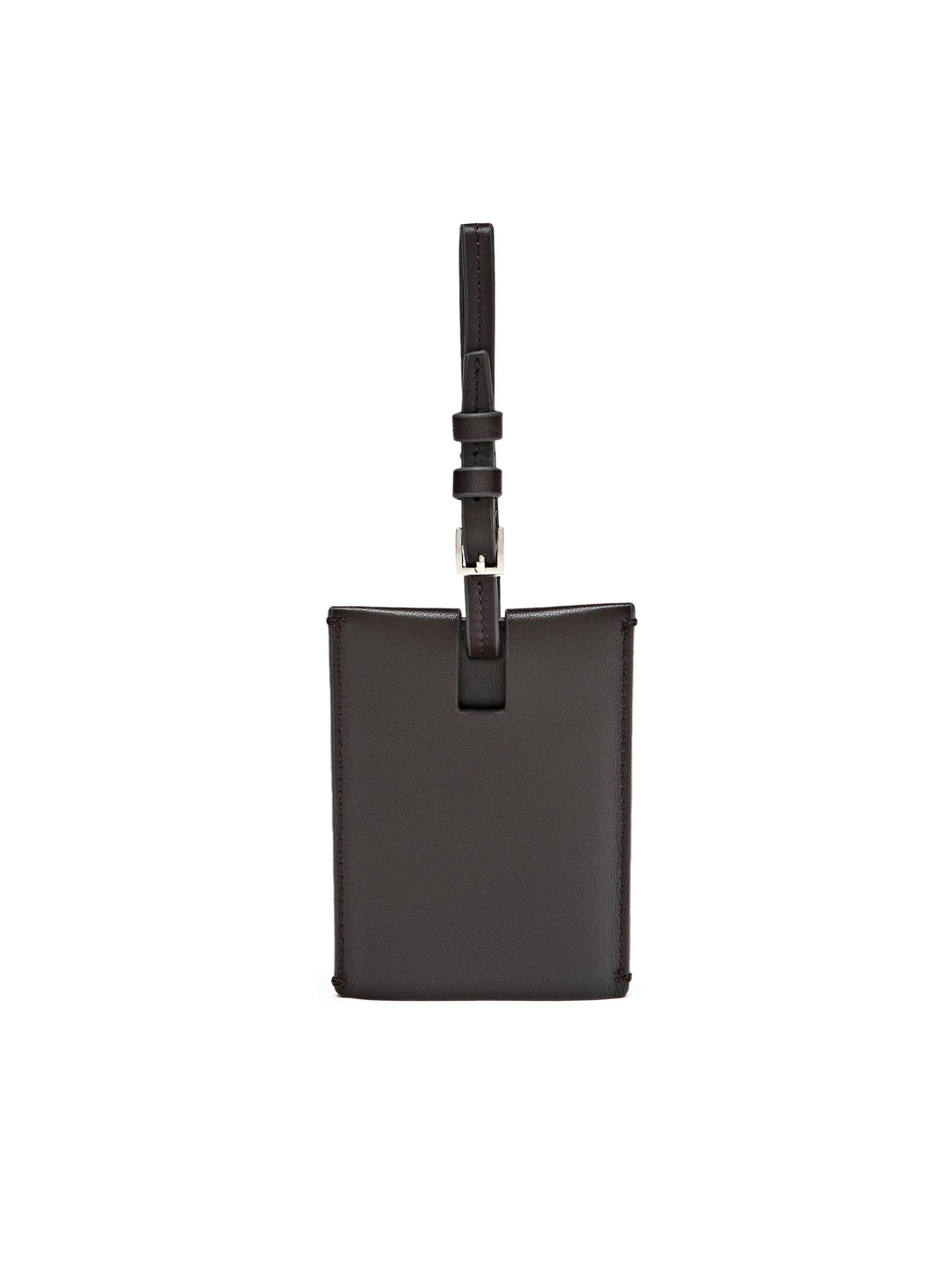 Nappa leather luggage tag — BROWN