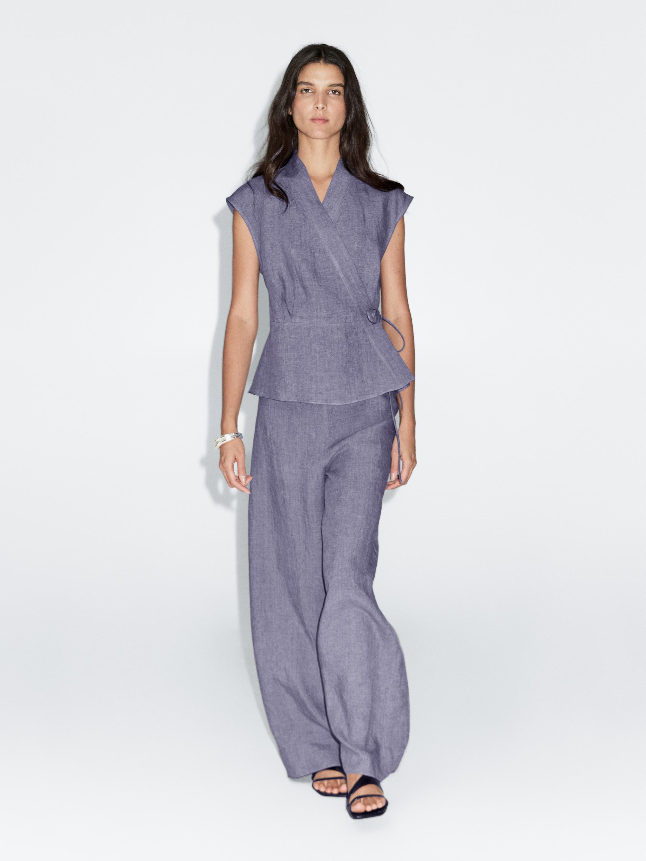 100% linen crossover waistcoat