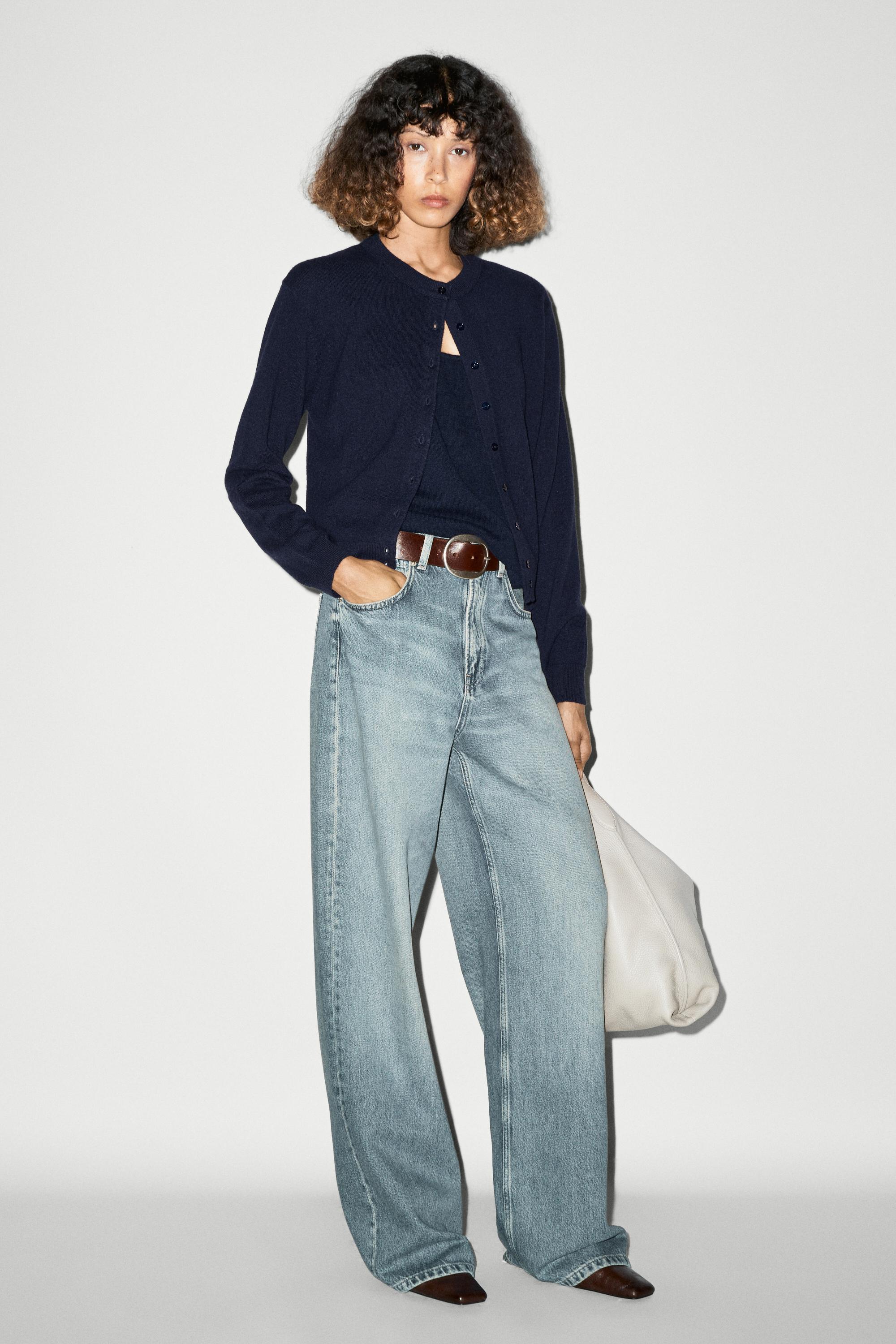 Knit cardigan with button detail — NAVY BLUE