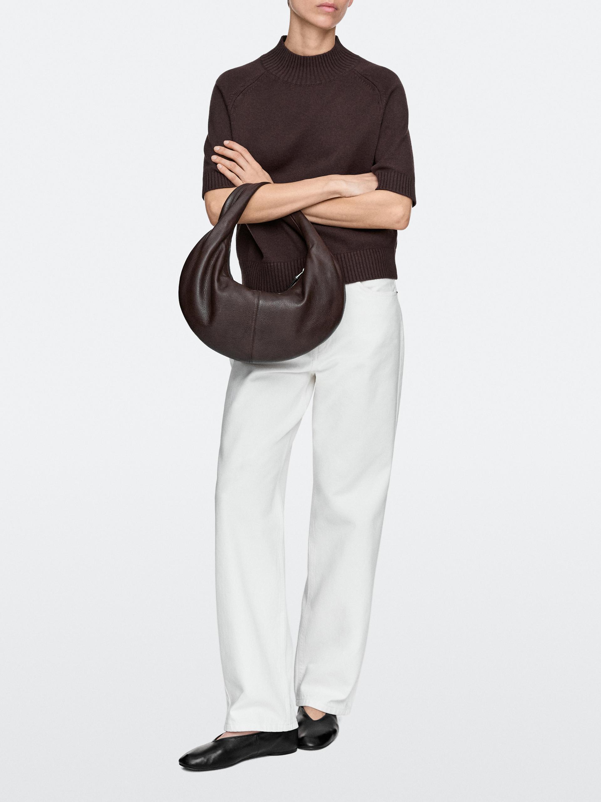 Borsa Media A Mezza Luna In Pelle Nappa - Marrone - 01 - Massimo Dutti - Femminile