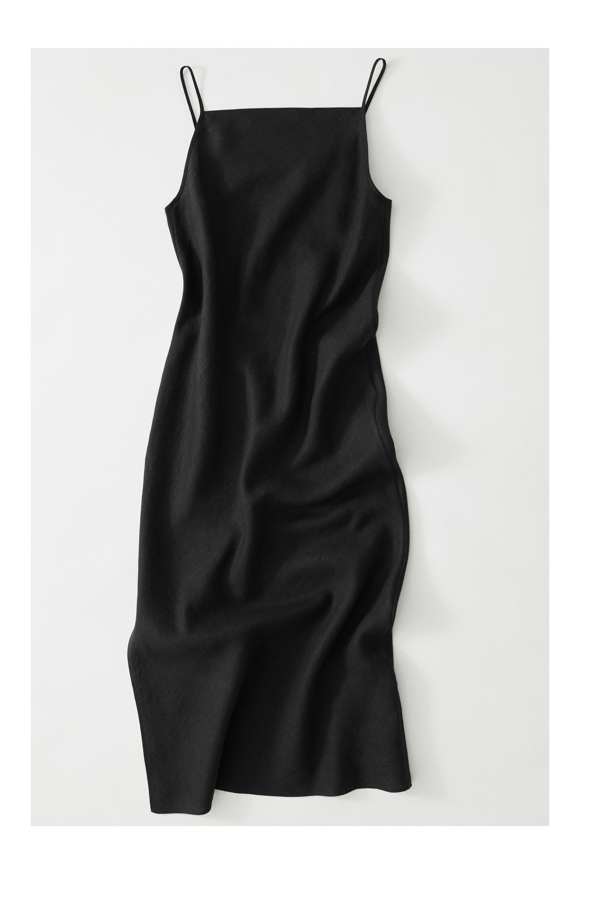 massimo dutti black midi dress Strappy Linen Midi Dress - Black - 2 - Massimo Dutti