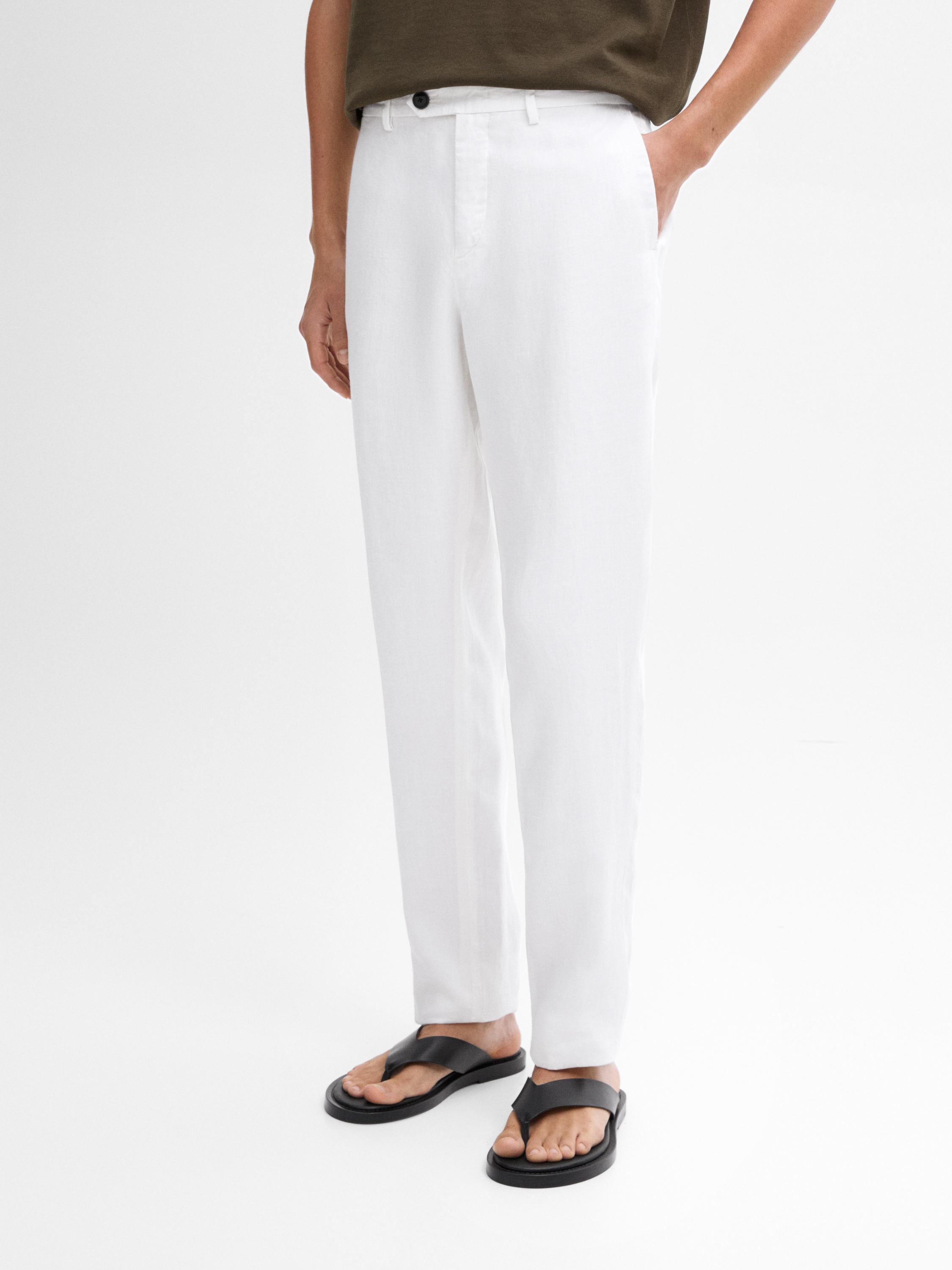Pantalón tapered fit 100% lino
