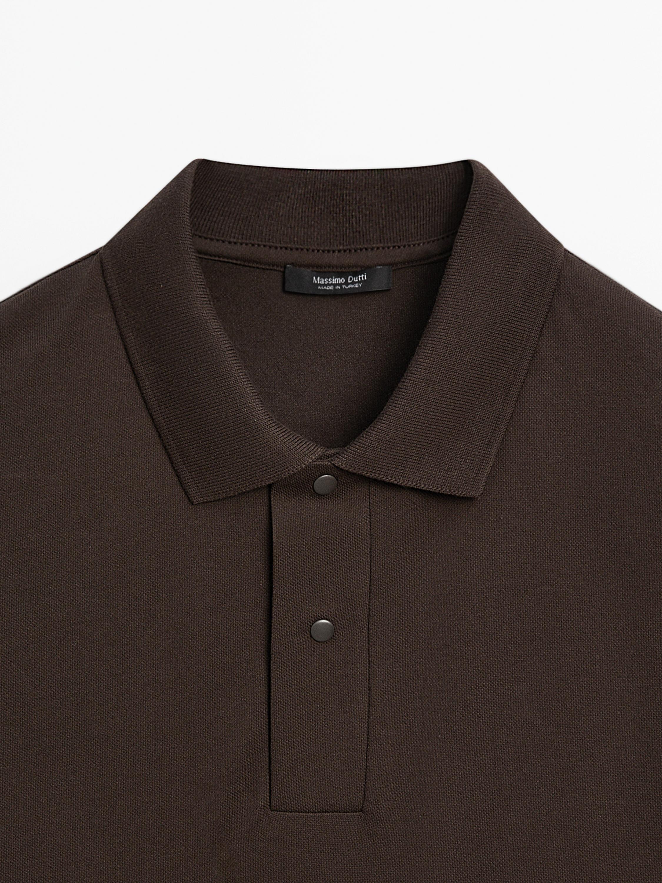 Cotton blend polo shirt with snap button