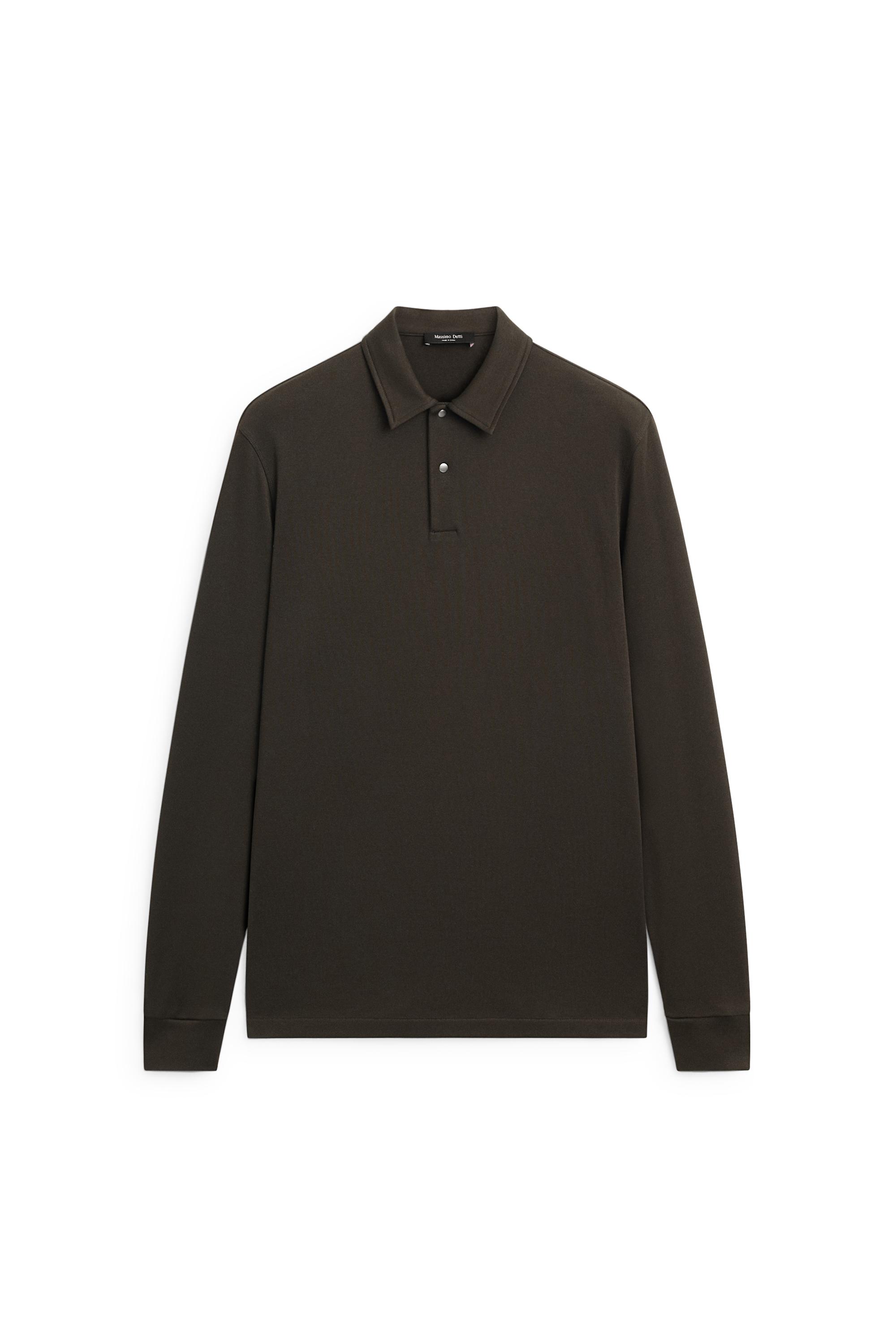 100% cotton long sleeve polo shirt — Chocolate
