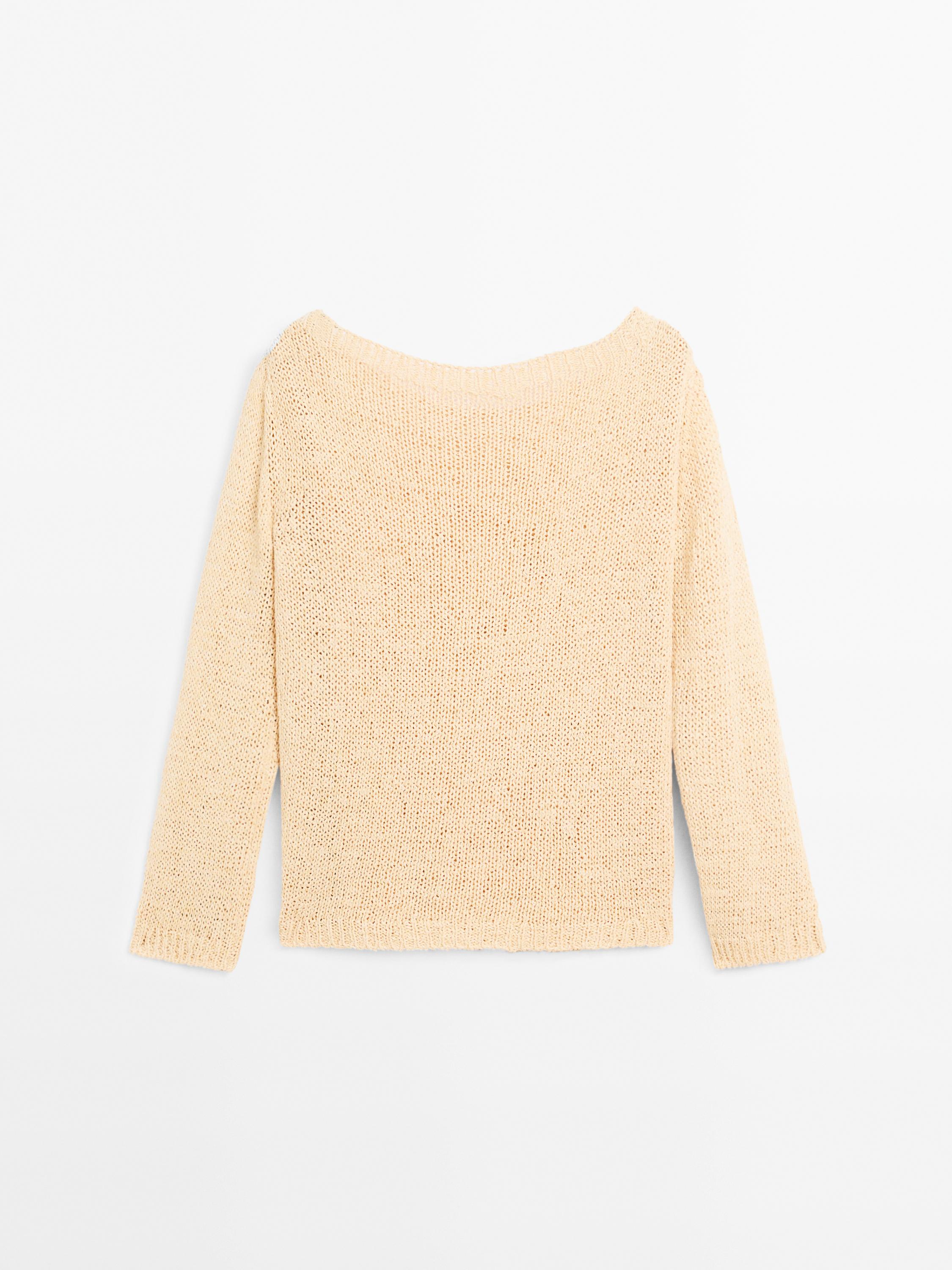 Boat neck knit sweater