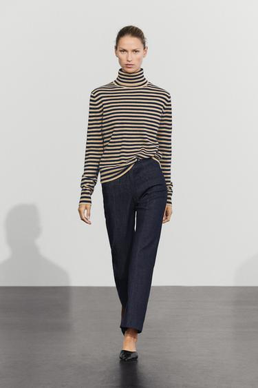 Wool-cashmere blend knit turtleneck sweater — NAVY BLUE 1