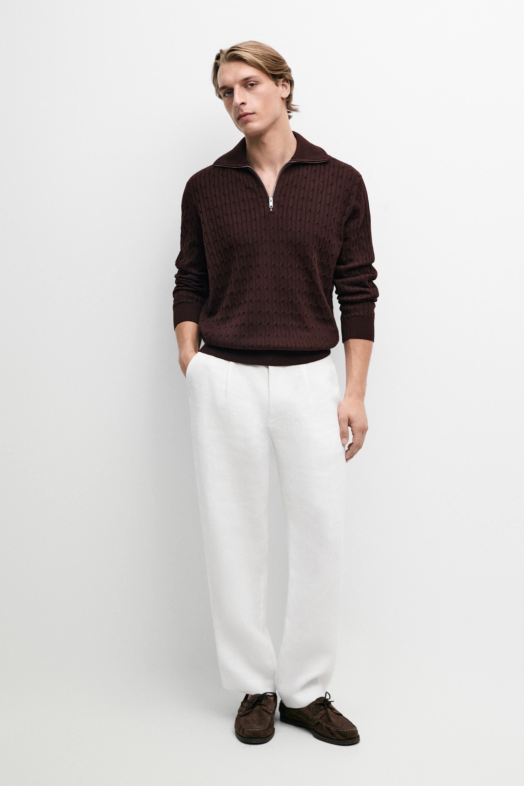 Pull en maille à col camionneur zippé