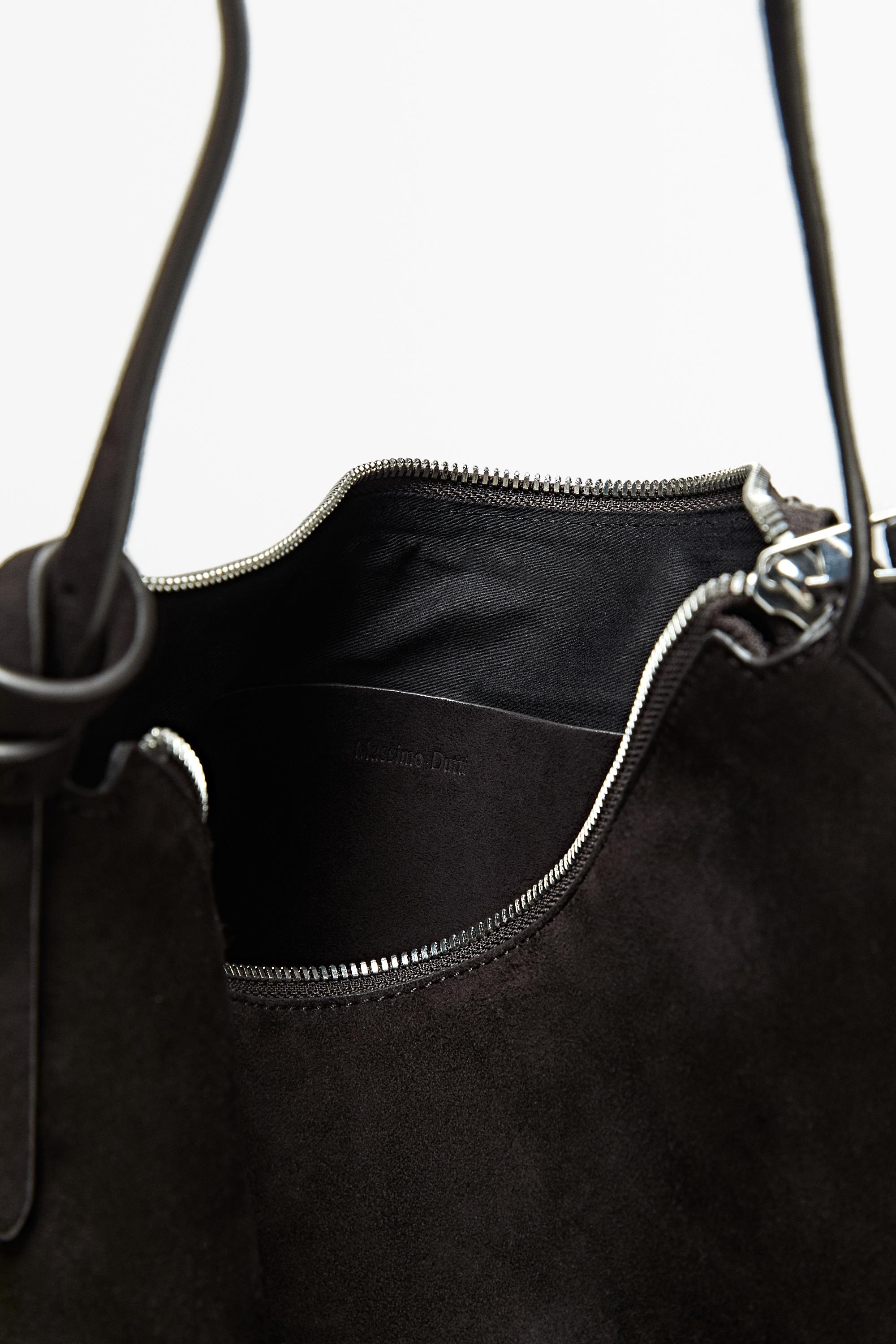Medium split suede shoulder bag — Chocolate