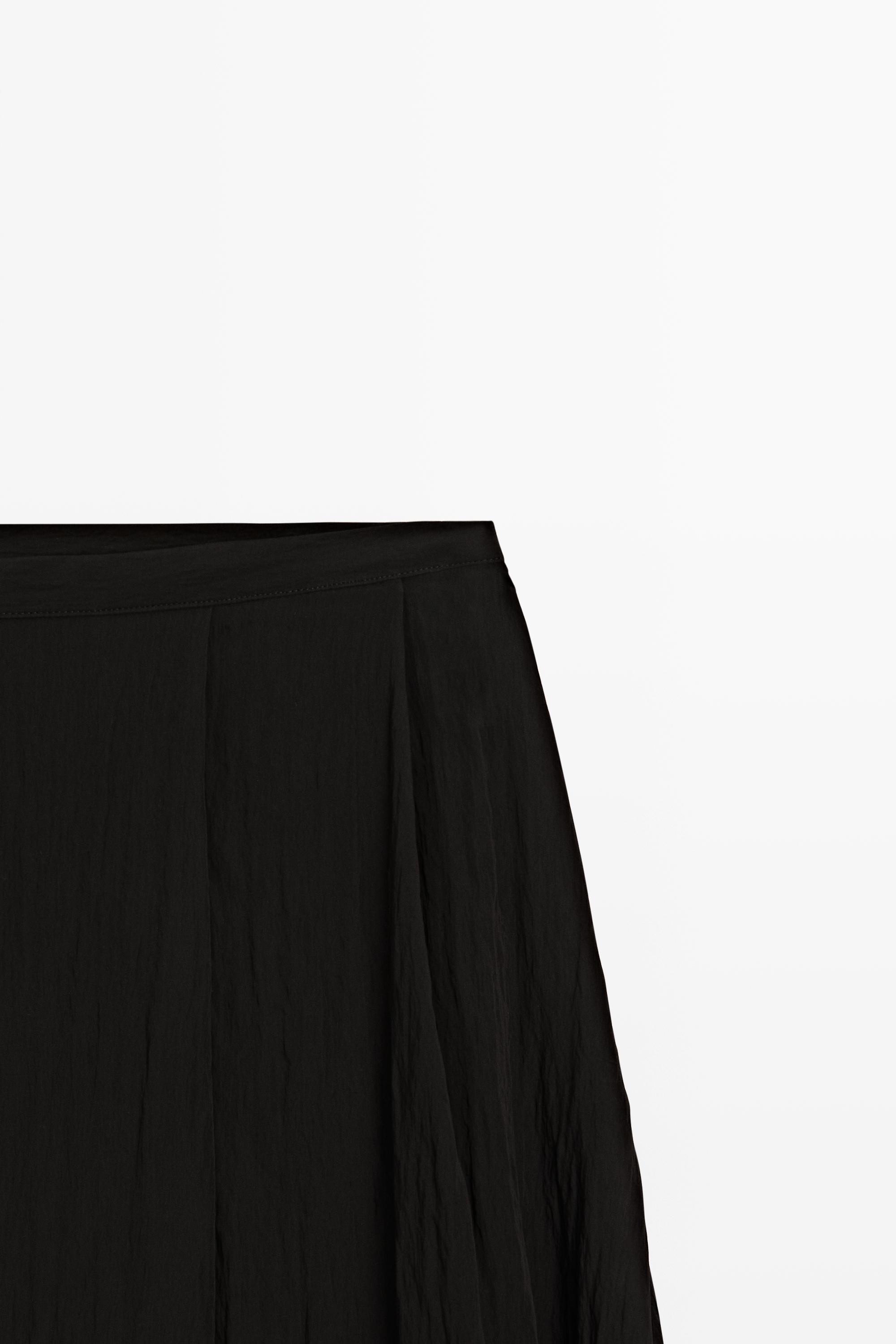Flowing asymmetrical panel midi skirt — BLACK