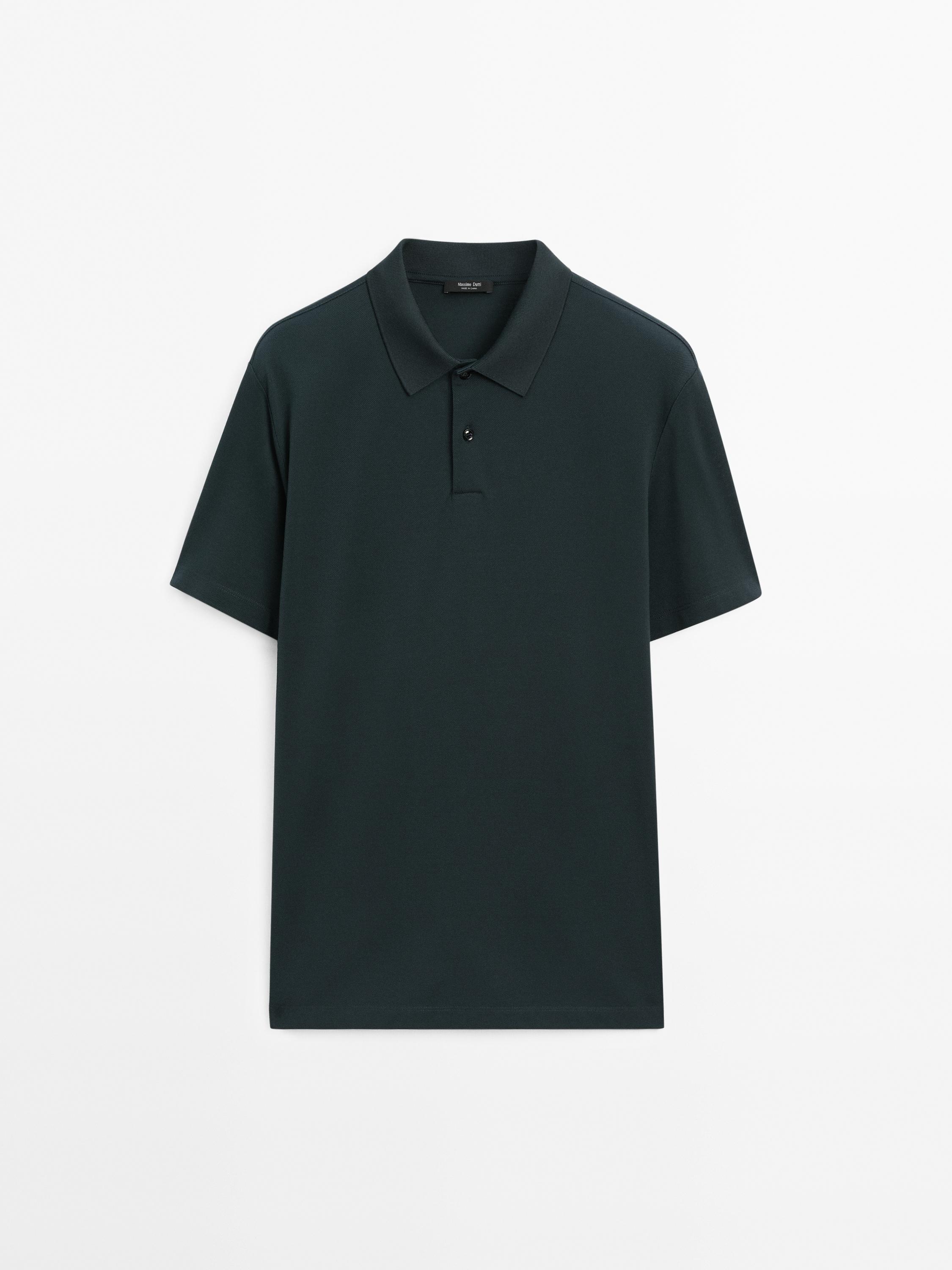 Áo cổ polo cốt-tông vi cấu trúc slim fit