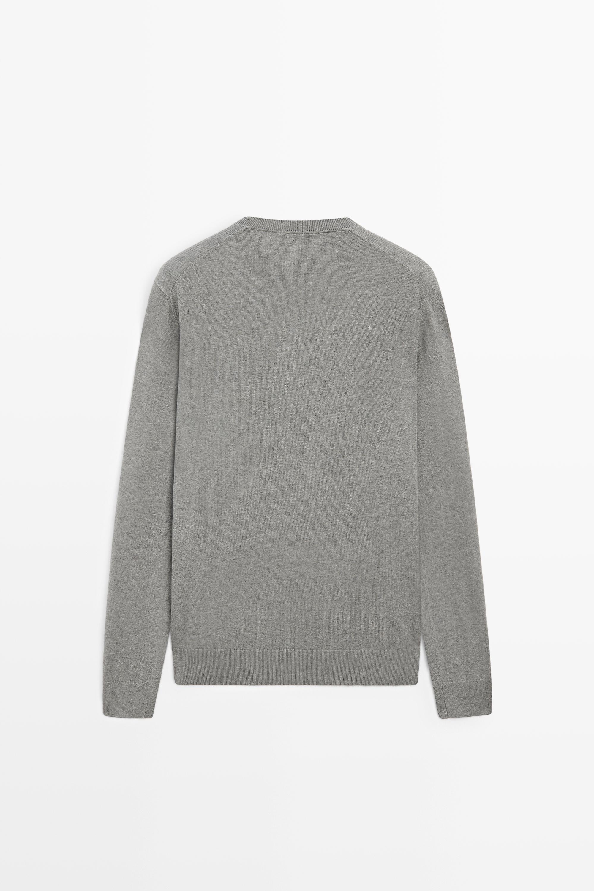 Cotton blend knit sweater — ANTHRACITE GREY